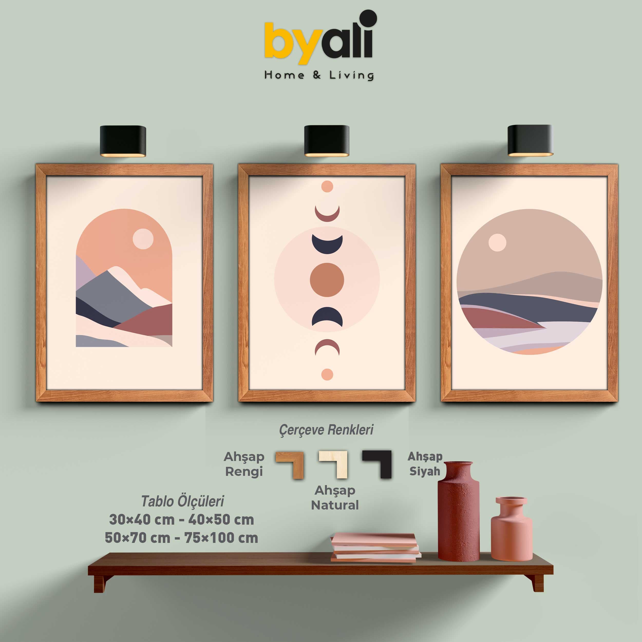 Minimalist Boho 3’lü Tablo Seti