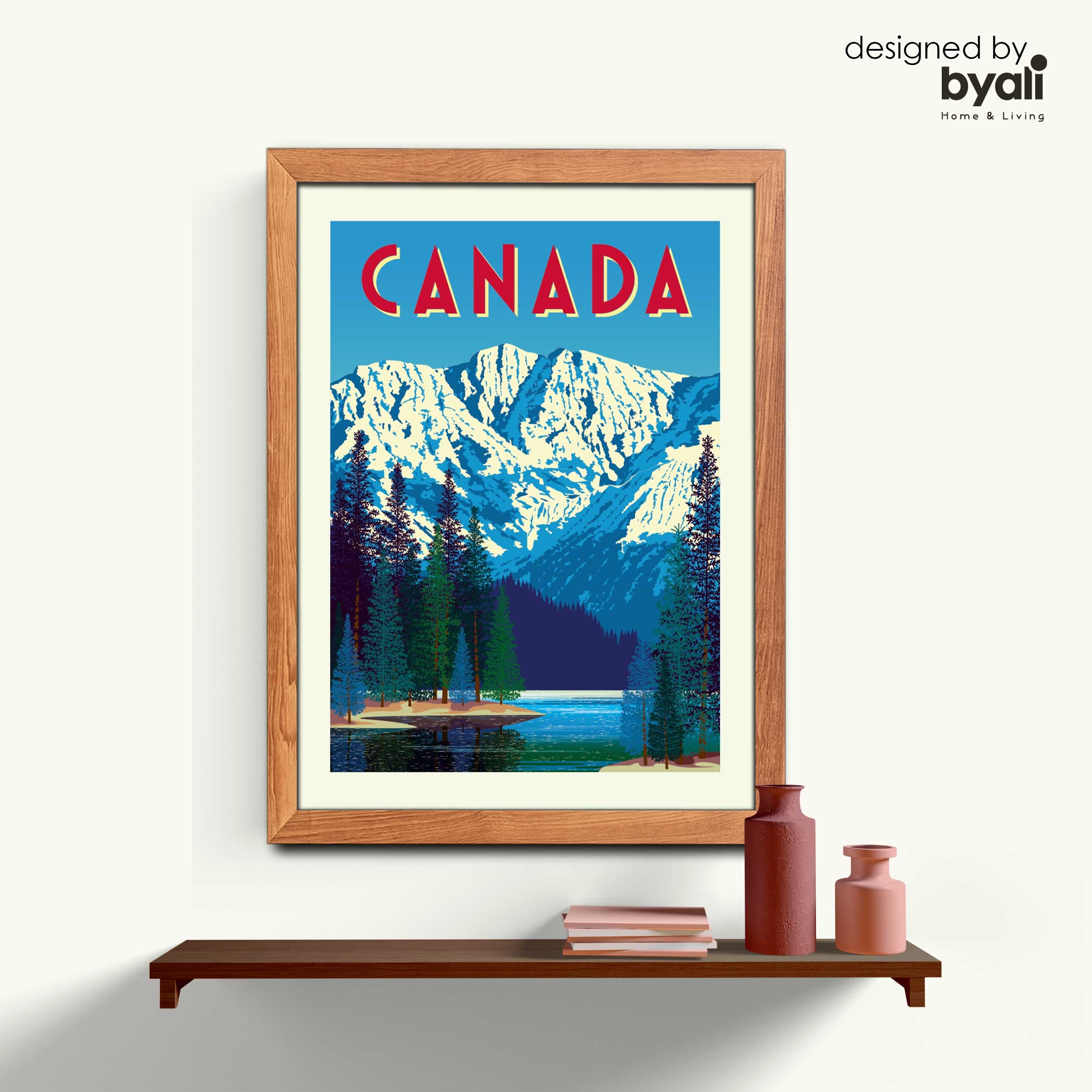 Canada Retro Şehir Ahşap Çerçeveli Tablo