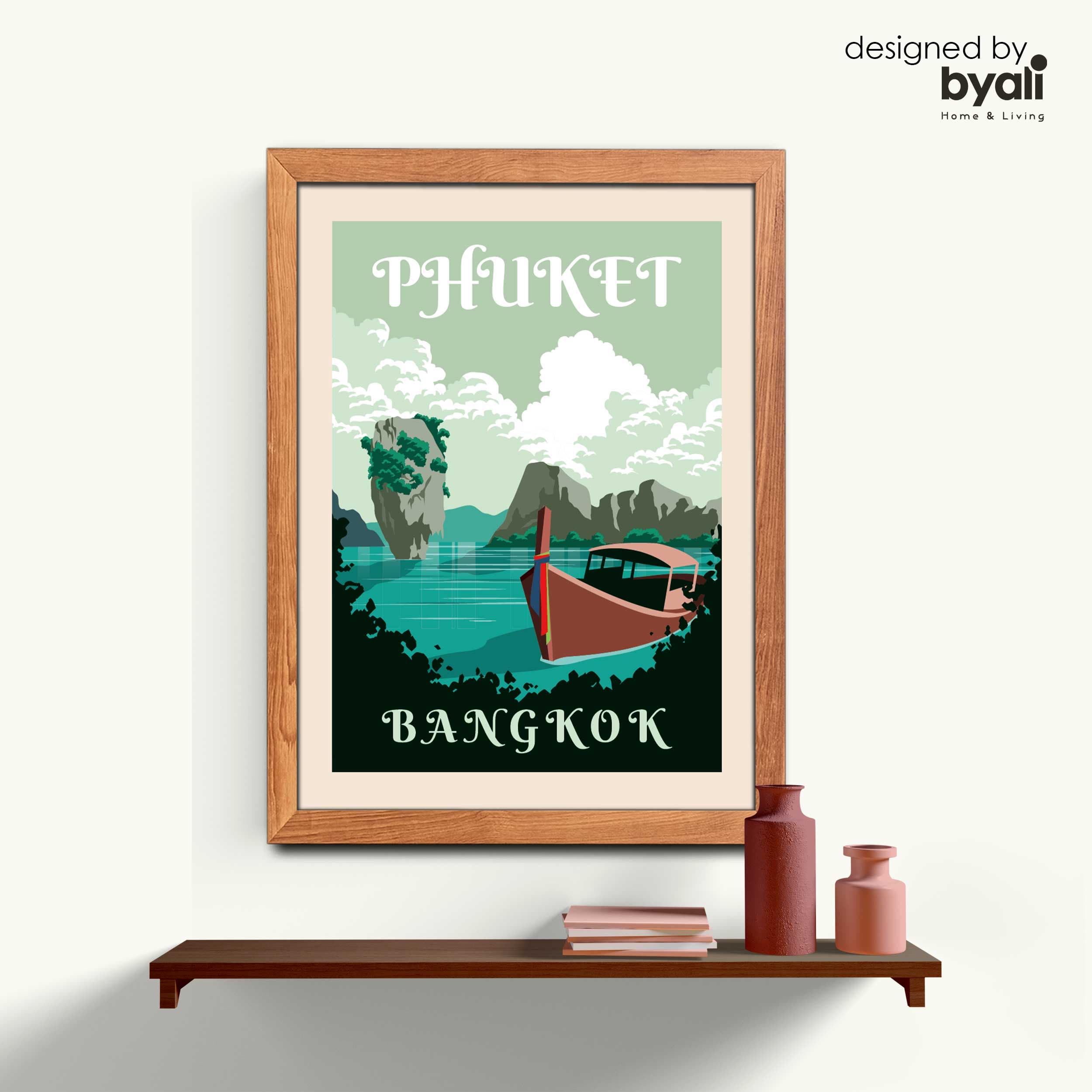 Bangkok Retro Şehir Ahşap Çerçeveli Tablo