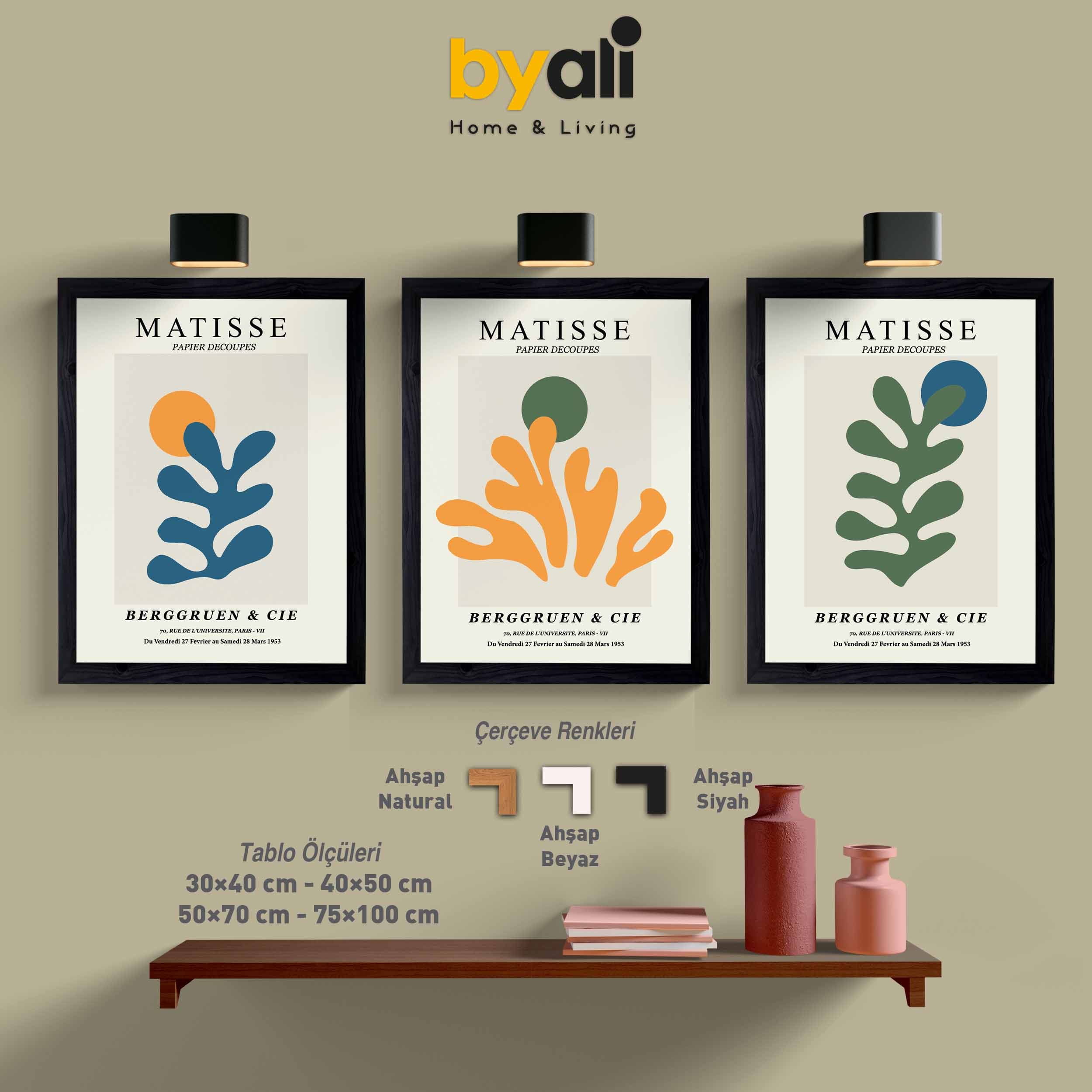 Ahşap Çerçeveli Matisse 3’lü Tablo Seti 3136