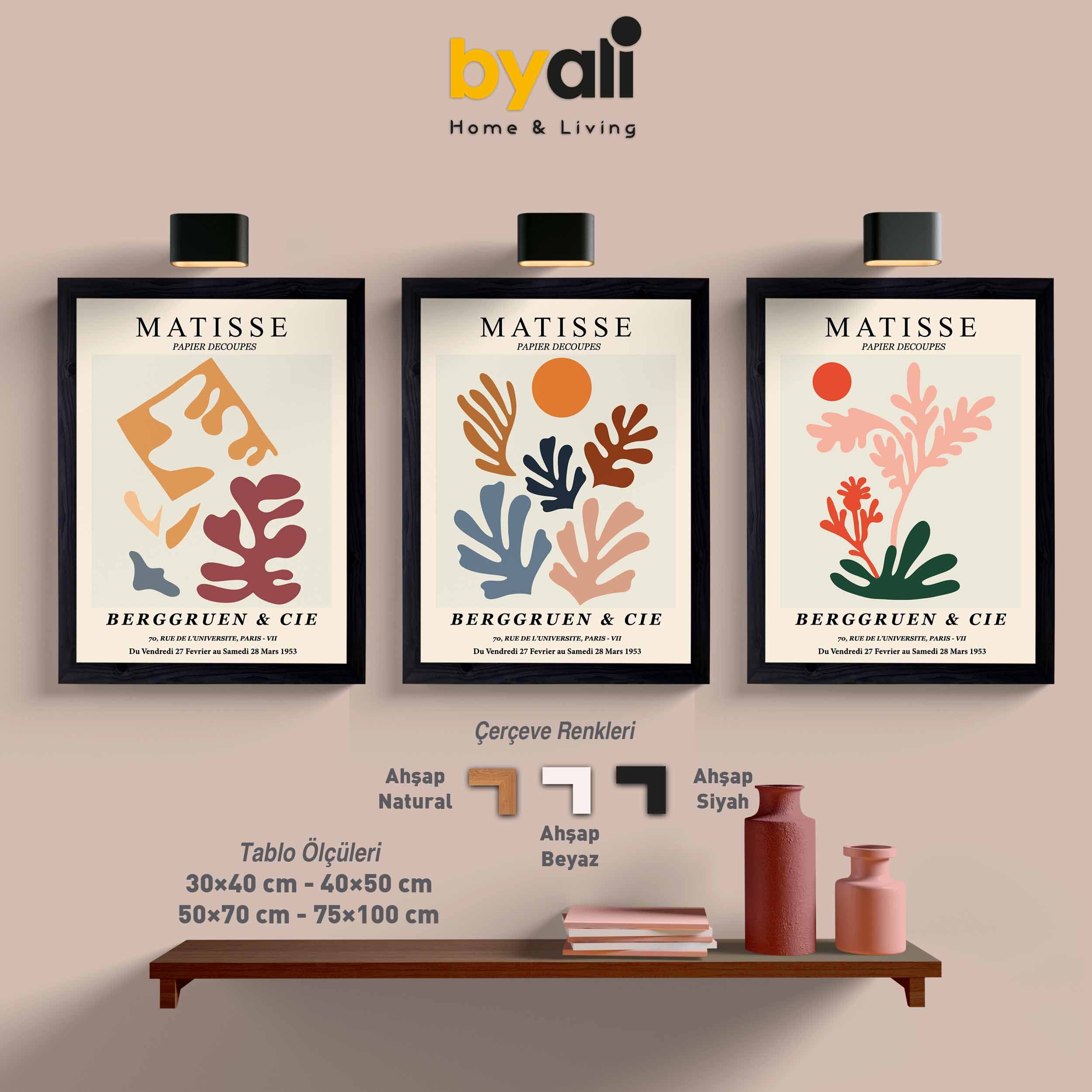 Ahşap Çerçeveli Matisse 3’lü Tablo Seti 3139