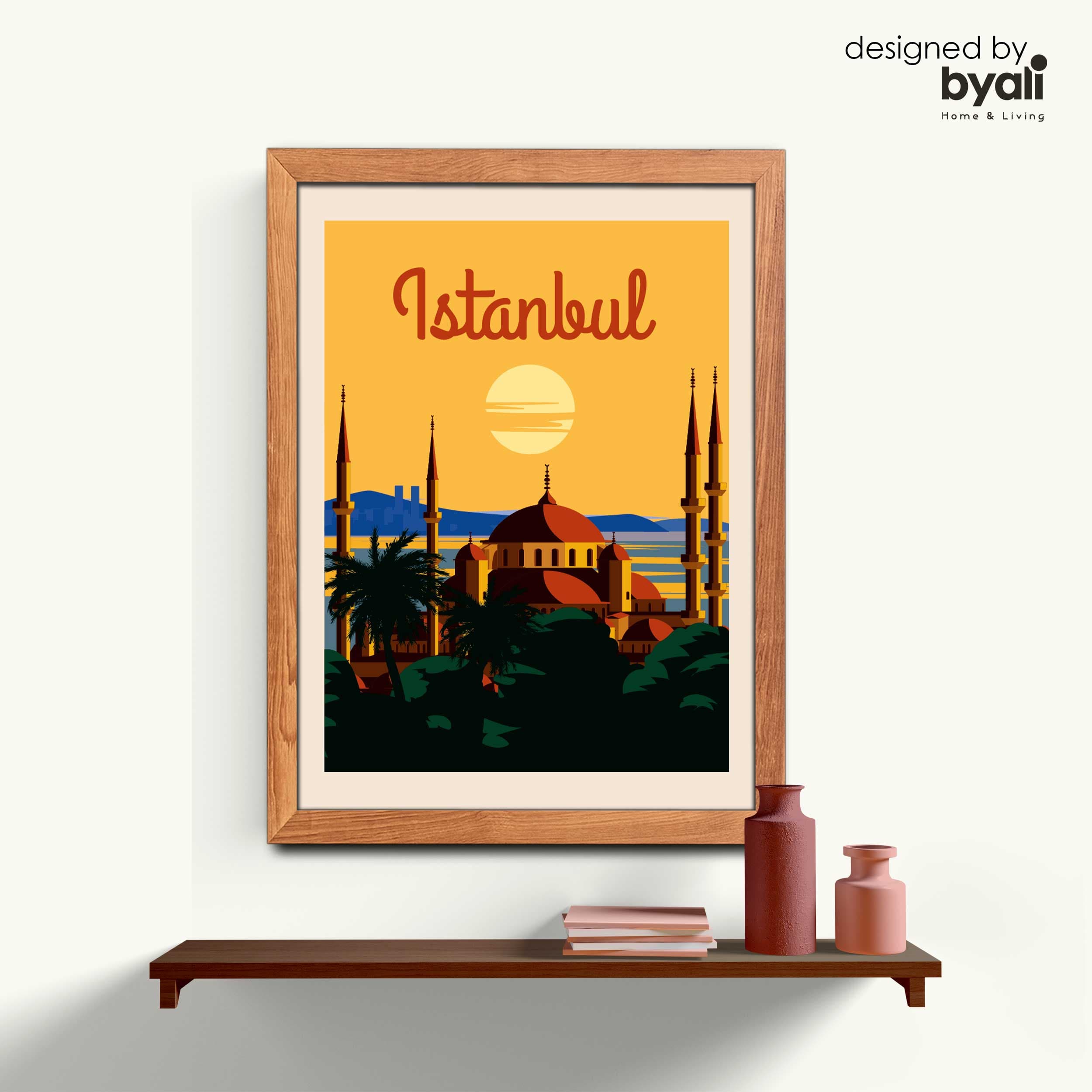 İstanbul Retro Şehir Ahşap Çerçeveli Tablo