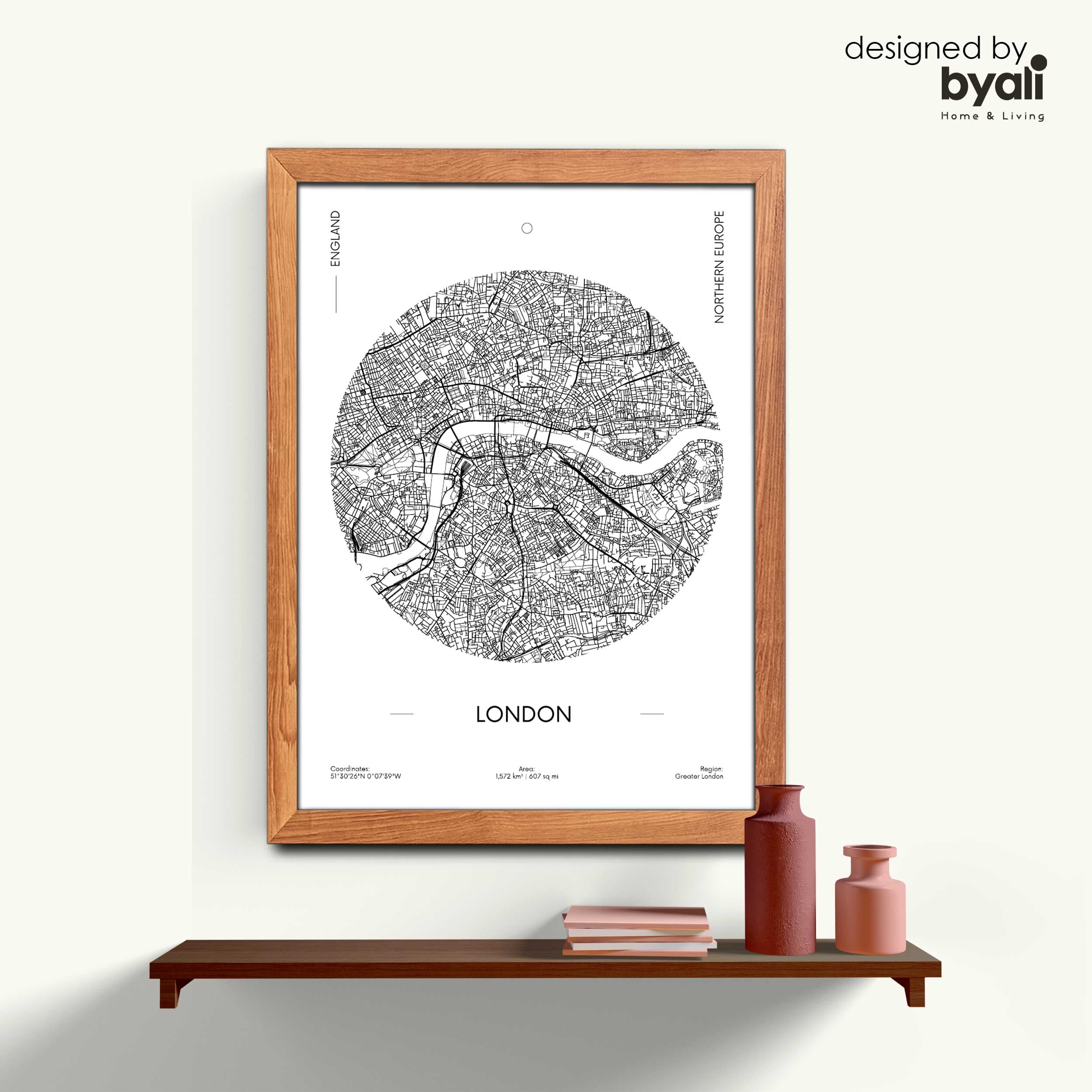 London Map Ahşap Çerçeveli Tablo