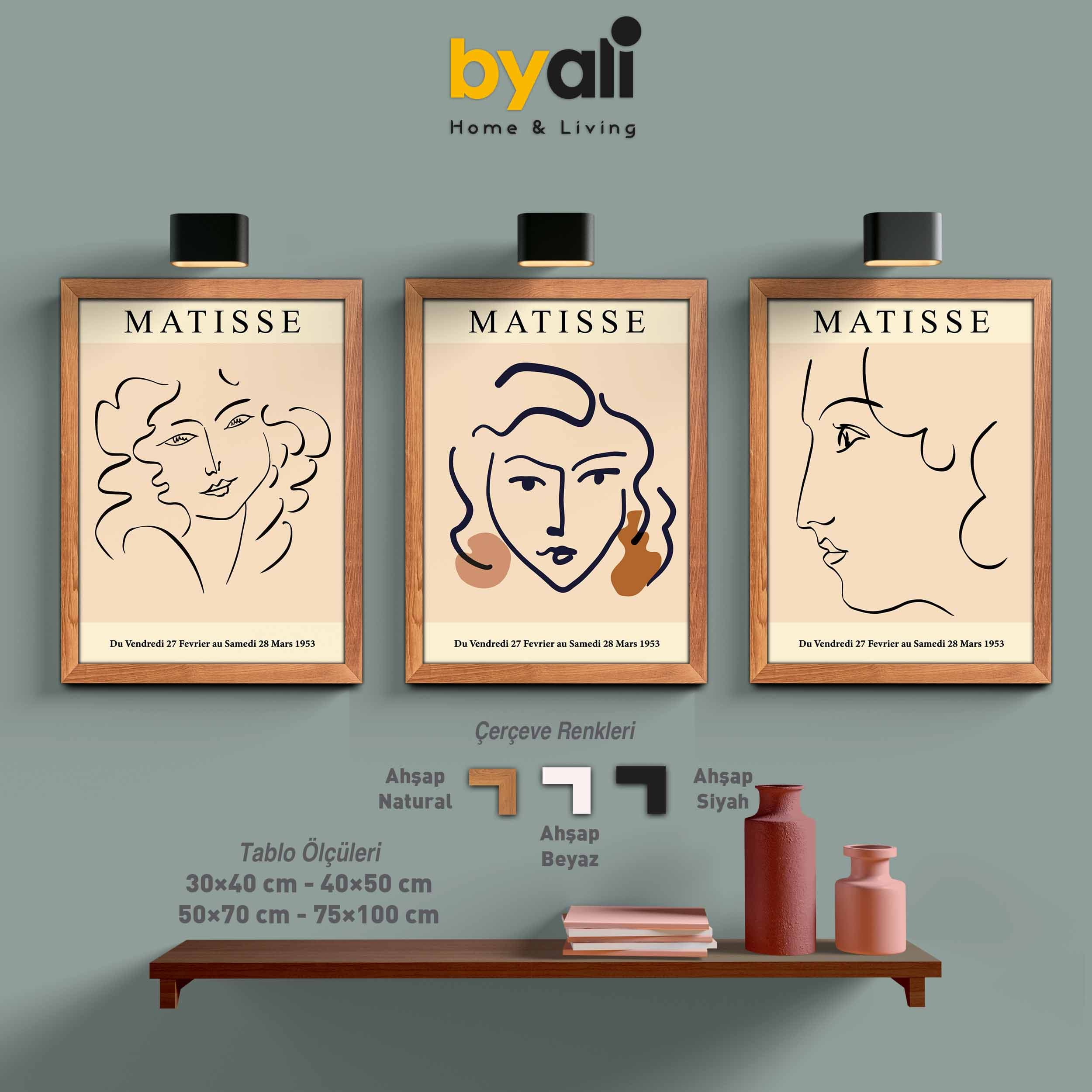 Ahşap Çerçeveli Matisse 3’lü Tablo Seti 3017