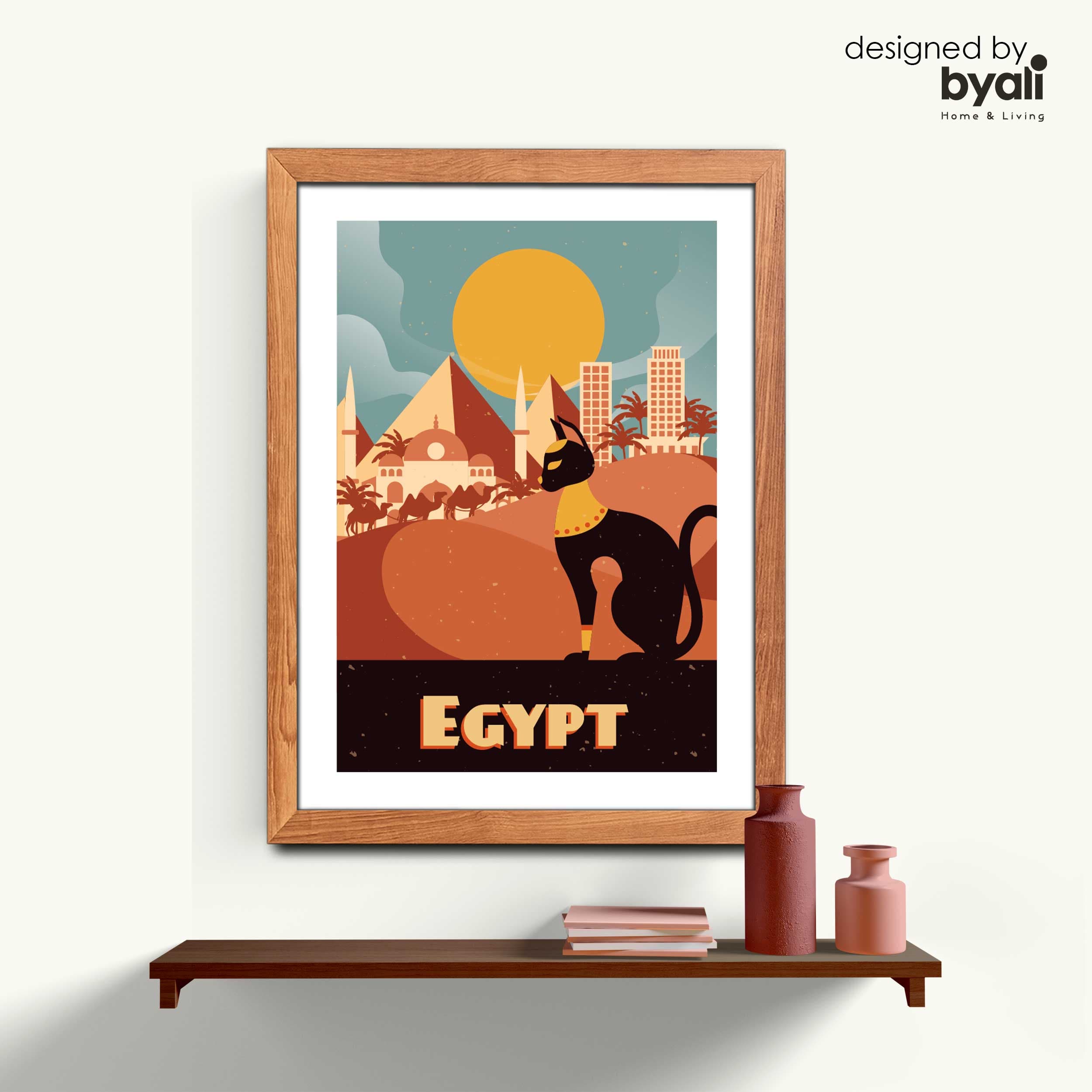 Egypt Retro Şehir Ahşap Çerçeveli Tablo 1052