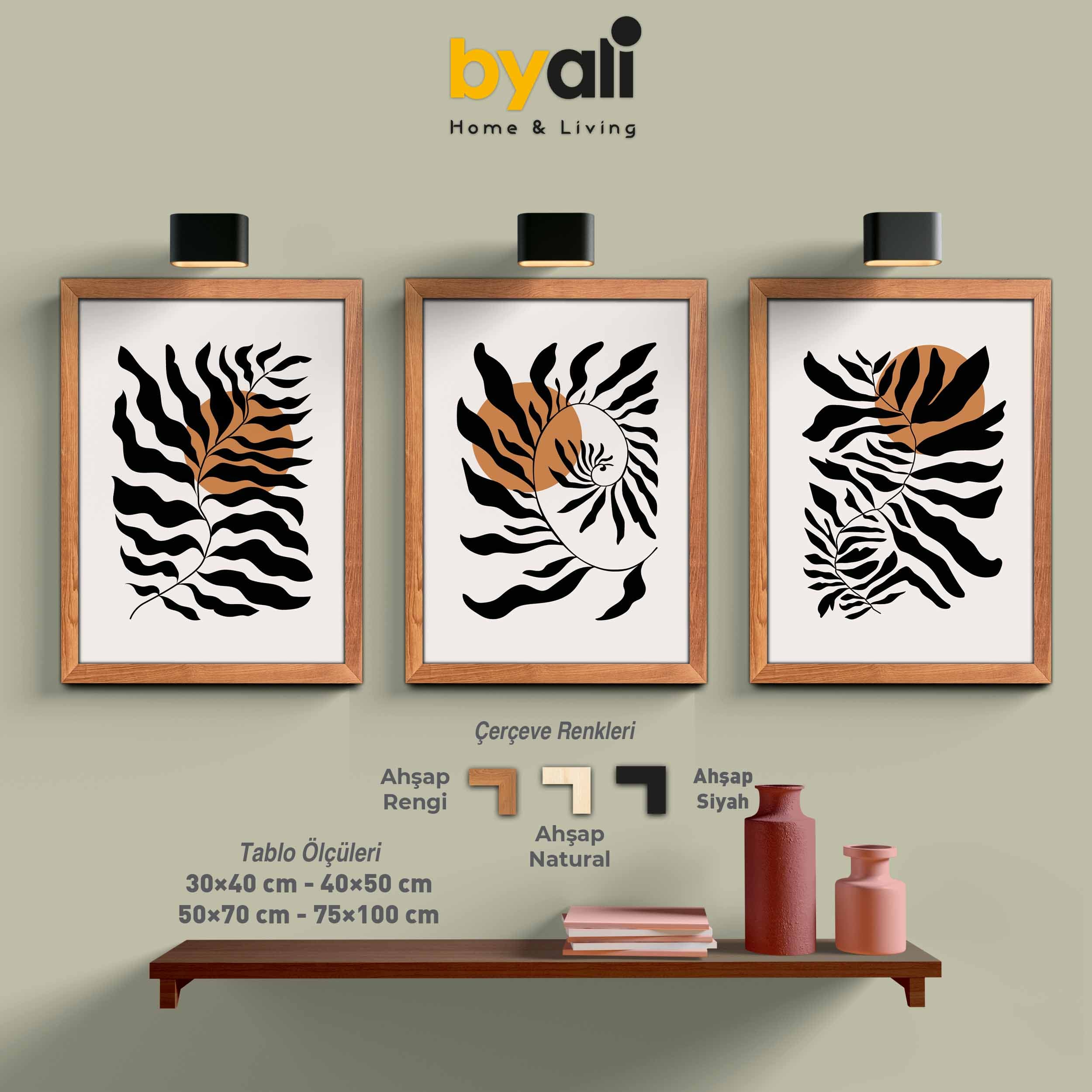 Minimalist Ahşap Çerçeveli 3’lü Tablo Seti 3181