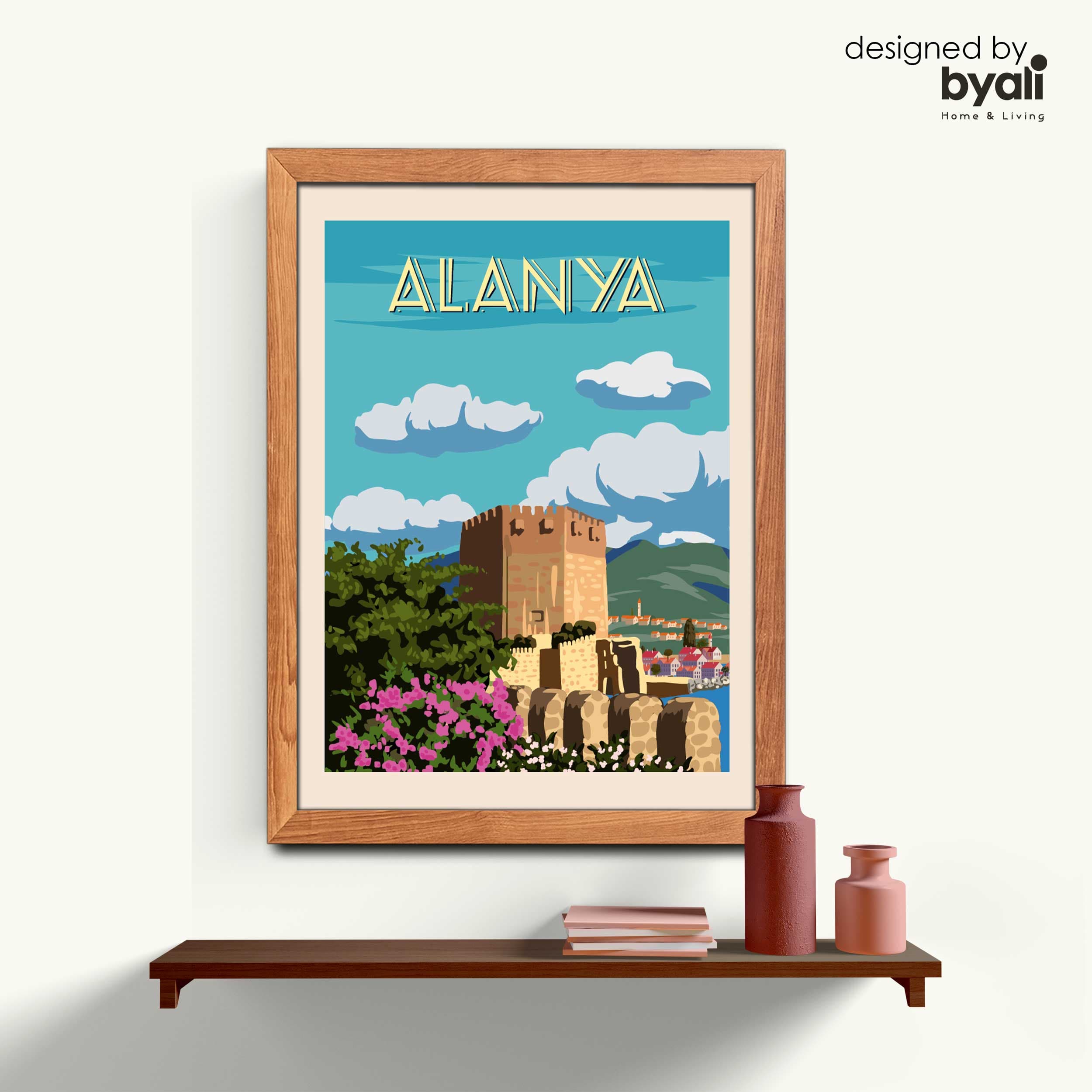 Alanya Retro Şehir Ahşap Çerçeveli Tablo