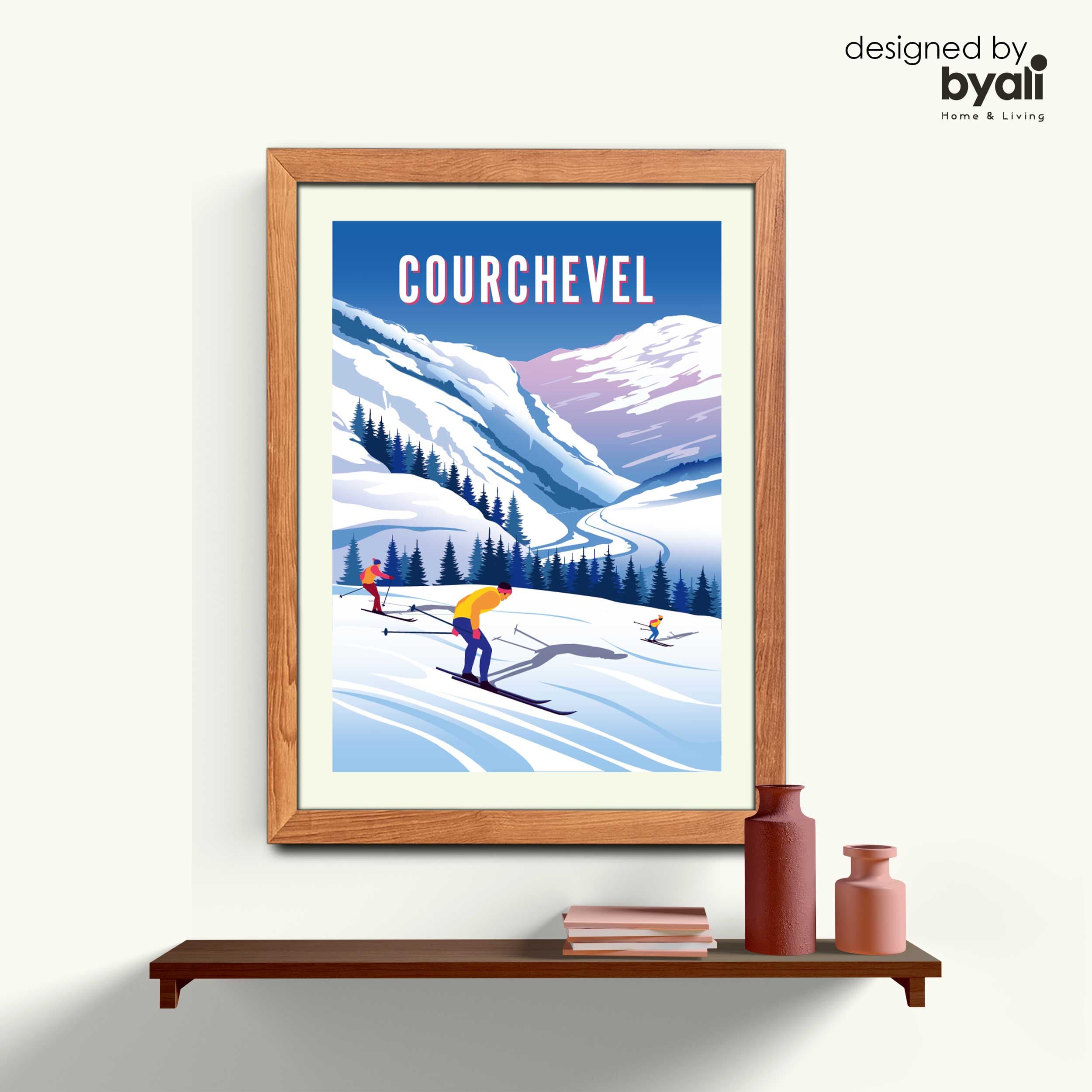 Courchevel Retro Şehir Ahşap Çerçeveli Tablo