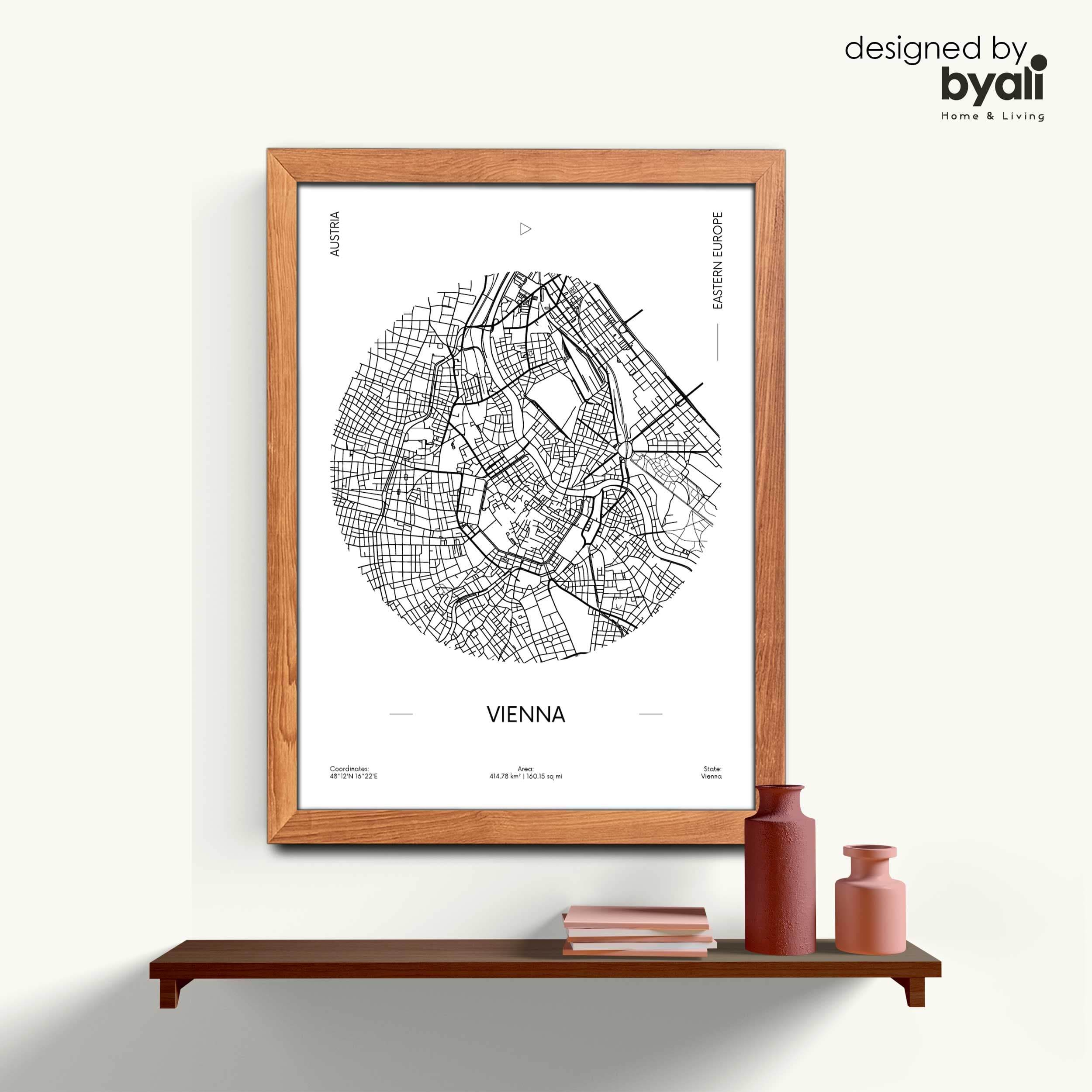 Vienna Map Ahşap Çerçeveli Tablo