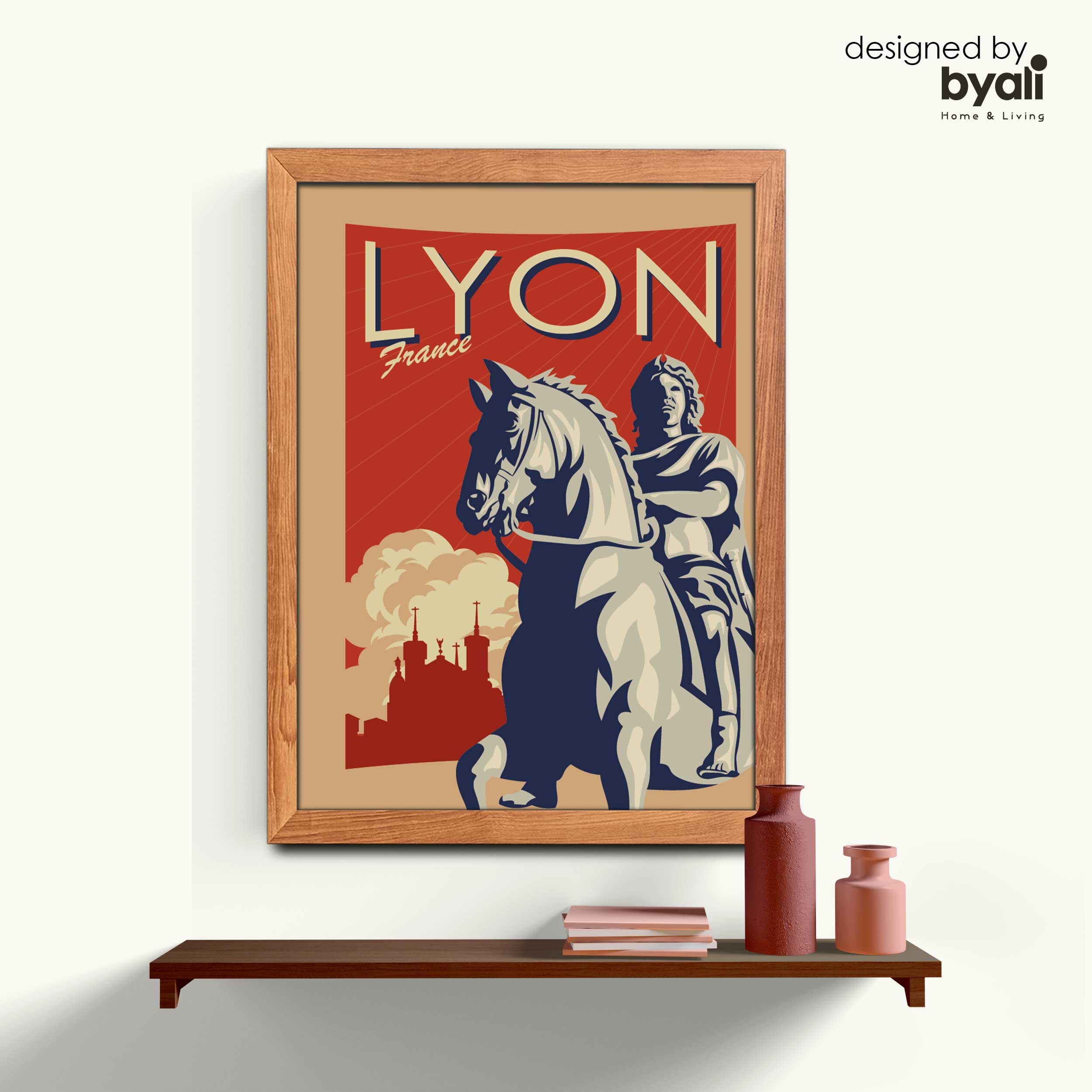 Lyon Retro Şehir Ahşap Çerçeveli Tablo