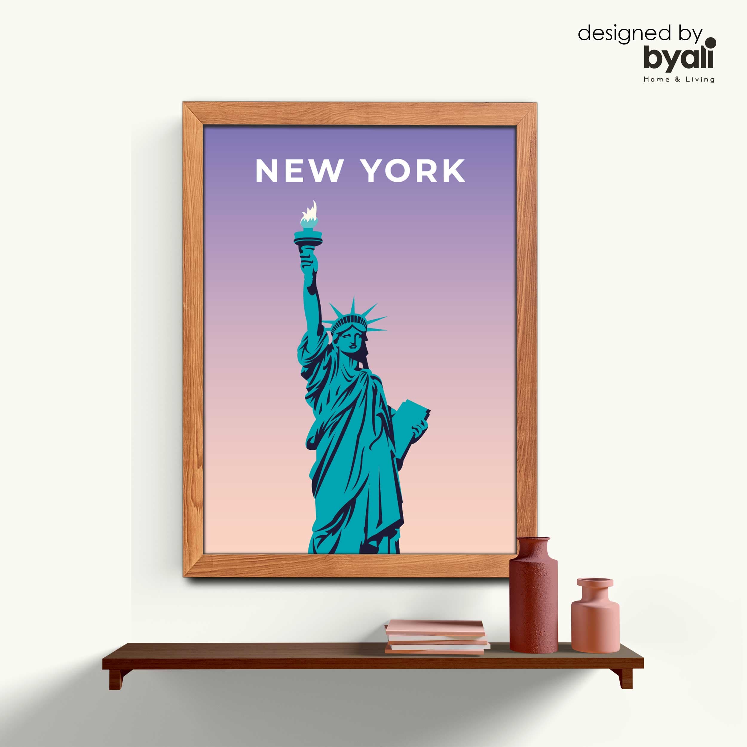 New York Retro Şehir Ahşap Çerçeveli Tablo 1043