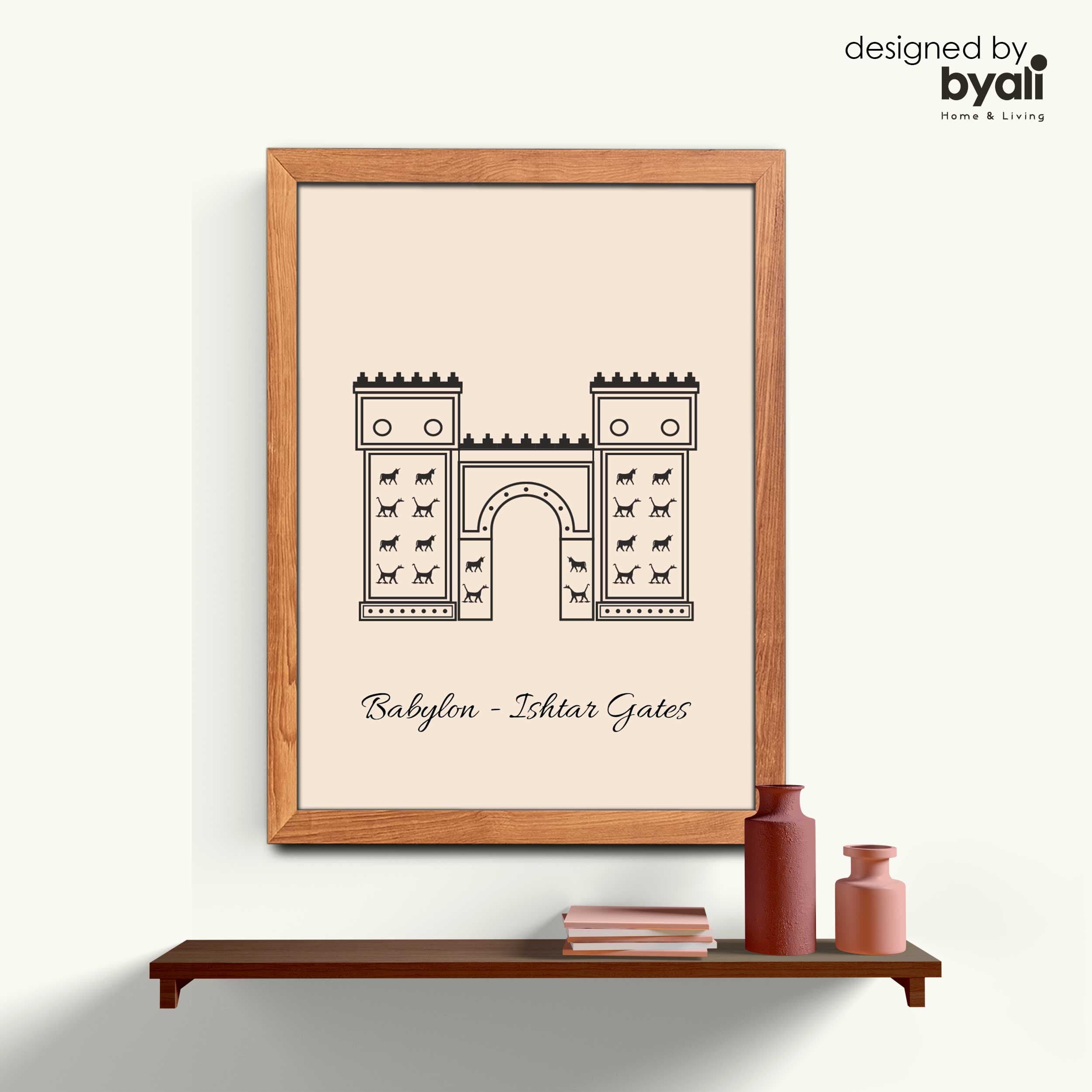 Babylon Sketch Şehir Ahşap Çerçeveli Tablo