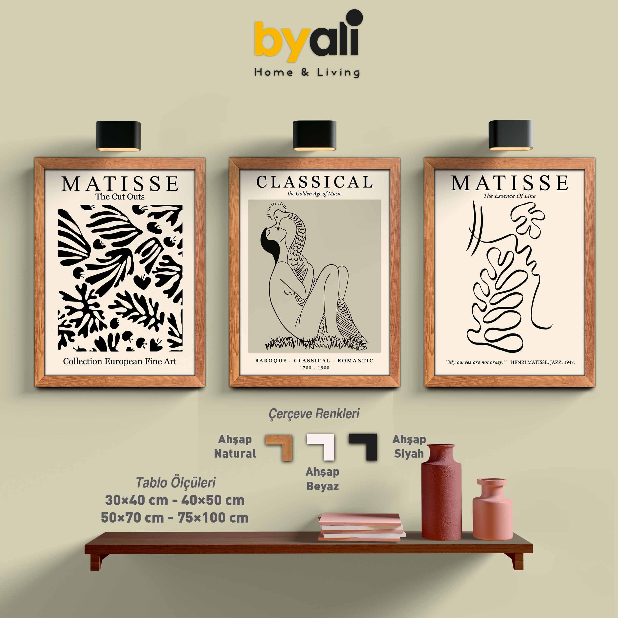 Ahşap Çerçeveli Matisse 3’lü Tablo Seti 3013