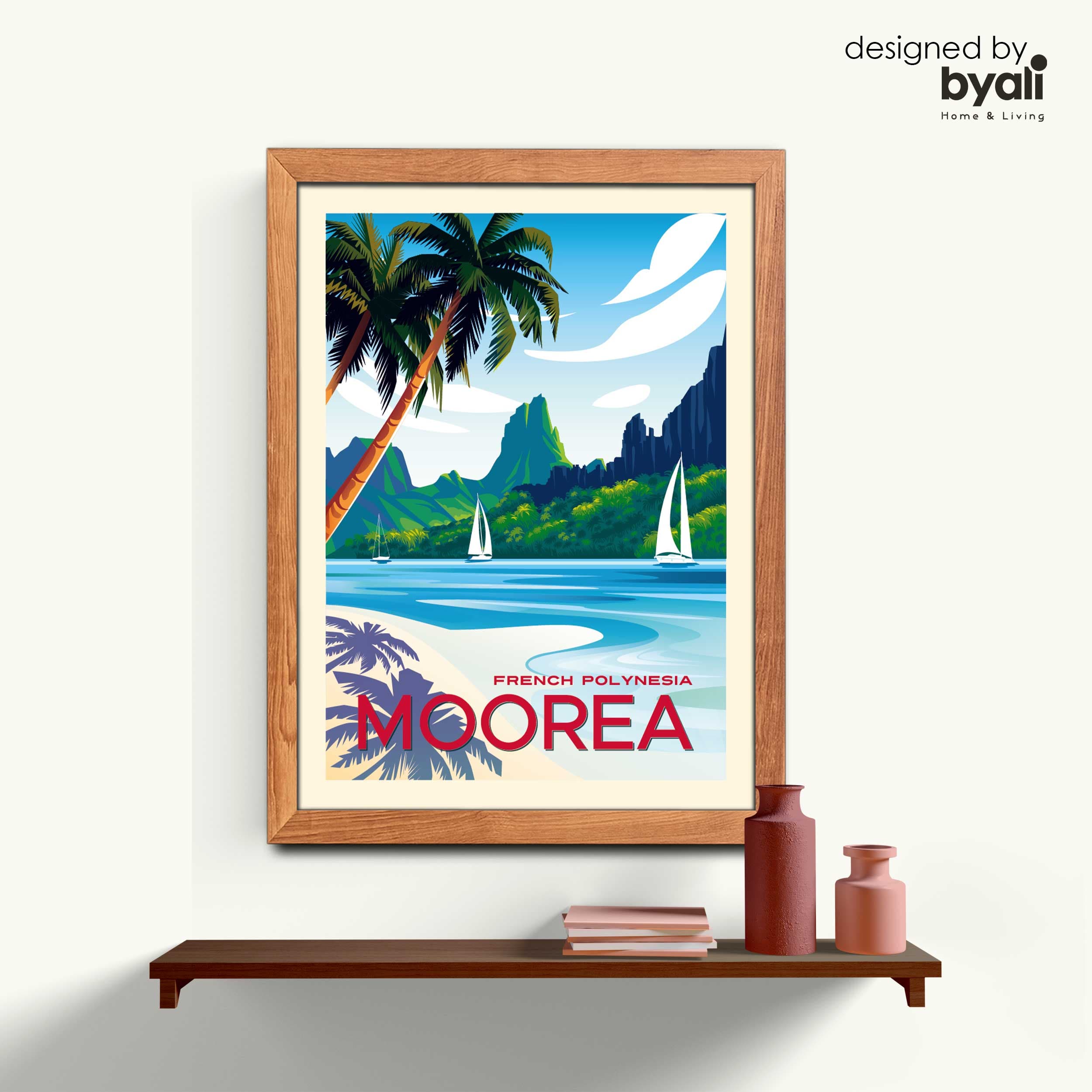 Moorea Retro Şehir Ahşap Çerçeveli Tablo