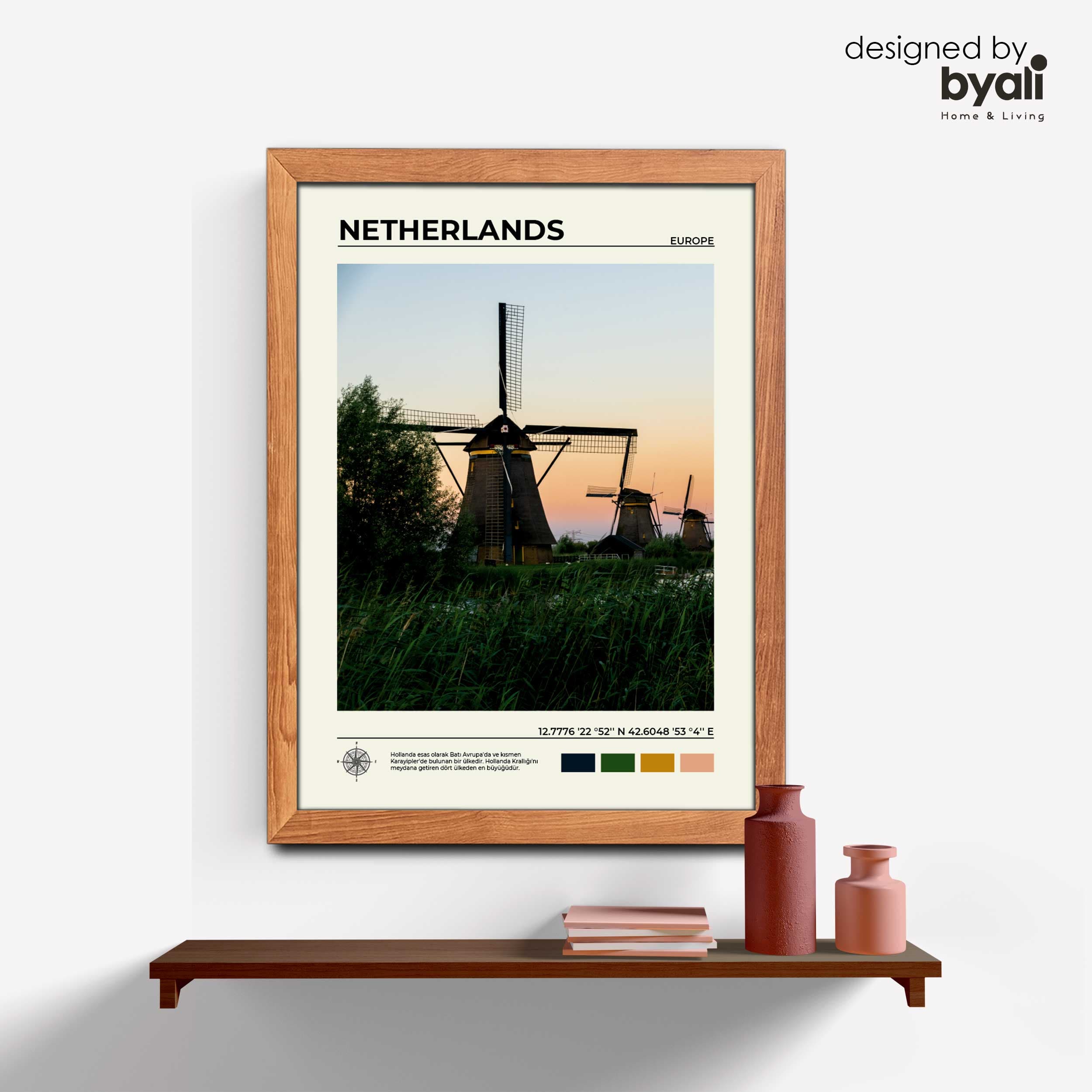Netherlands Ahşap Çerçeveli Tablo