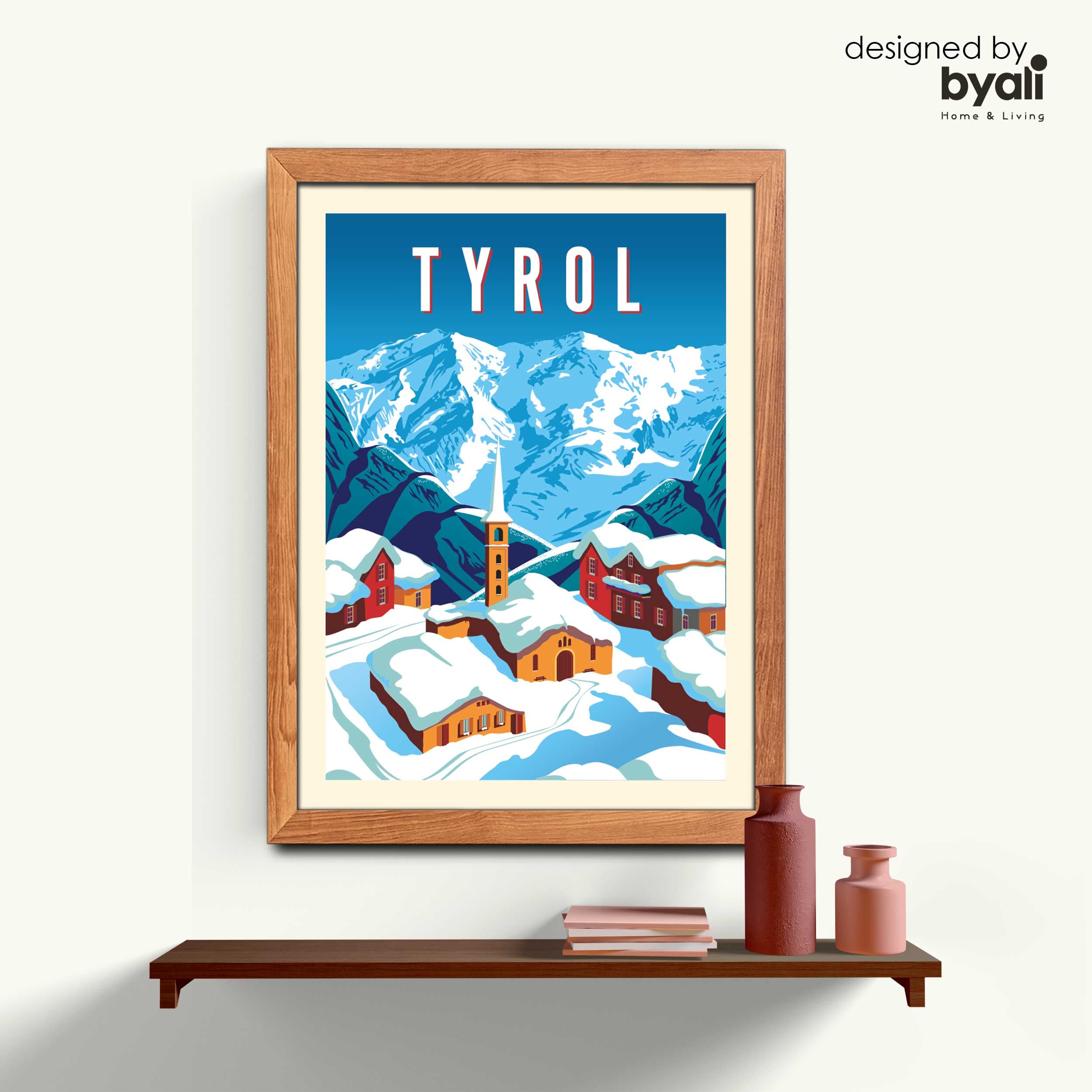 Tyrol Retro Şehir Ahşap Çerçeveli Tablo