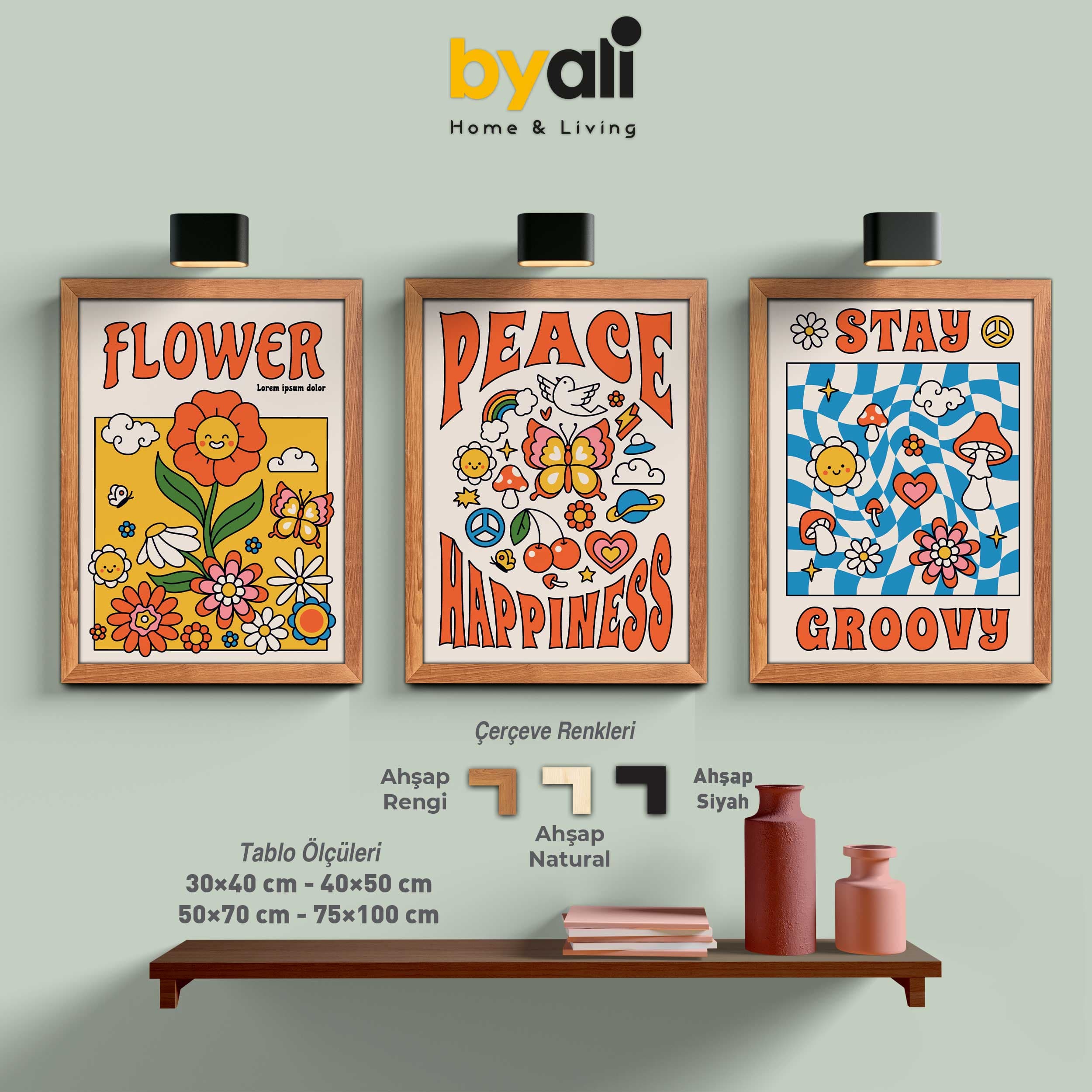 70s Groovy Retro 3’lü Tablo Seti