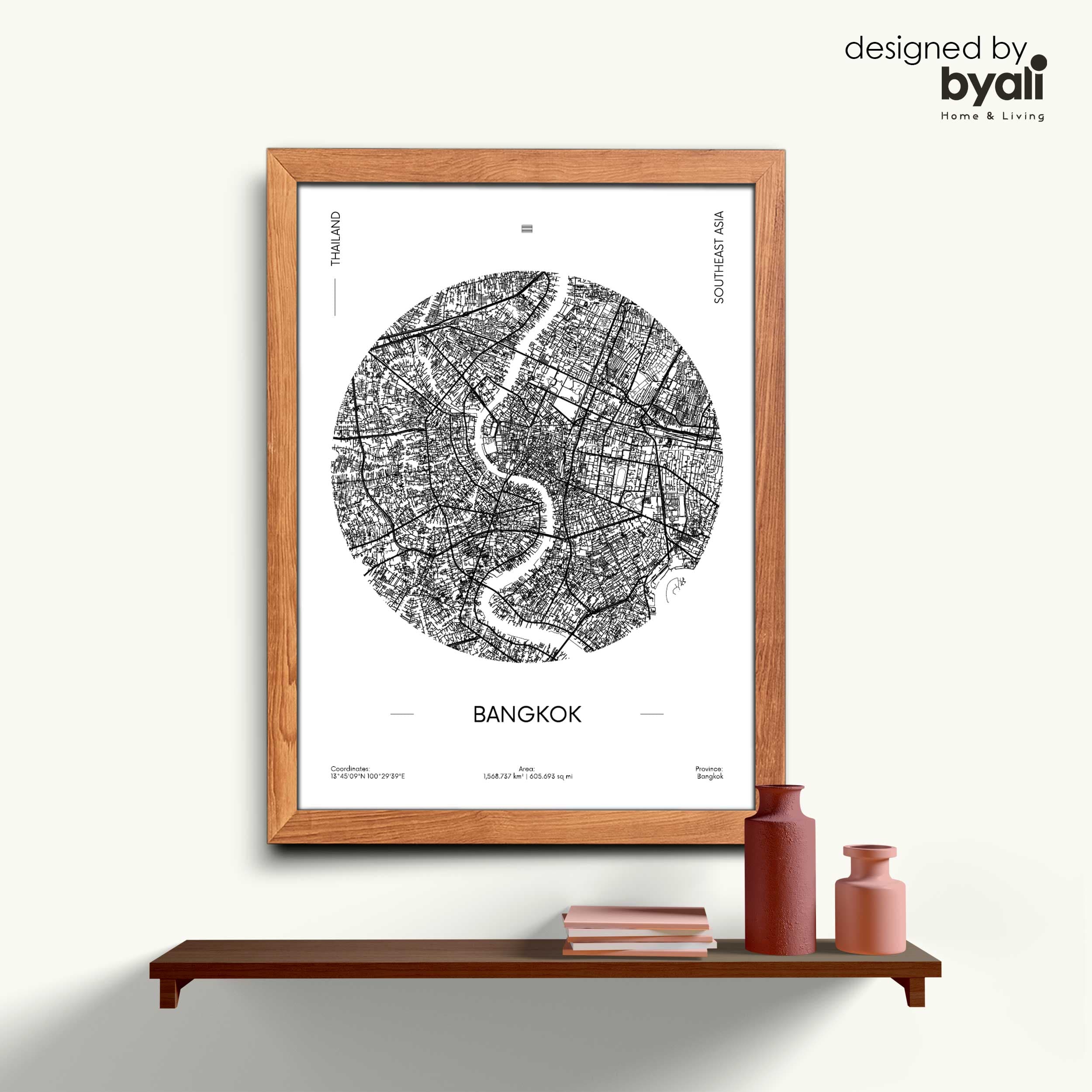 Bangkok Map Ahşap Çerçeveli Tablo