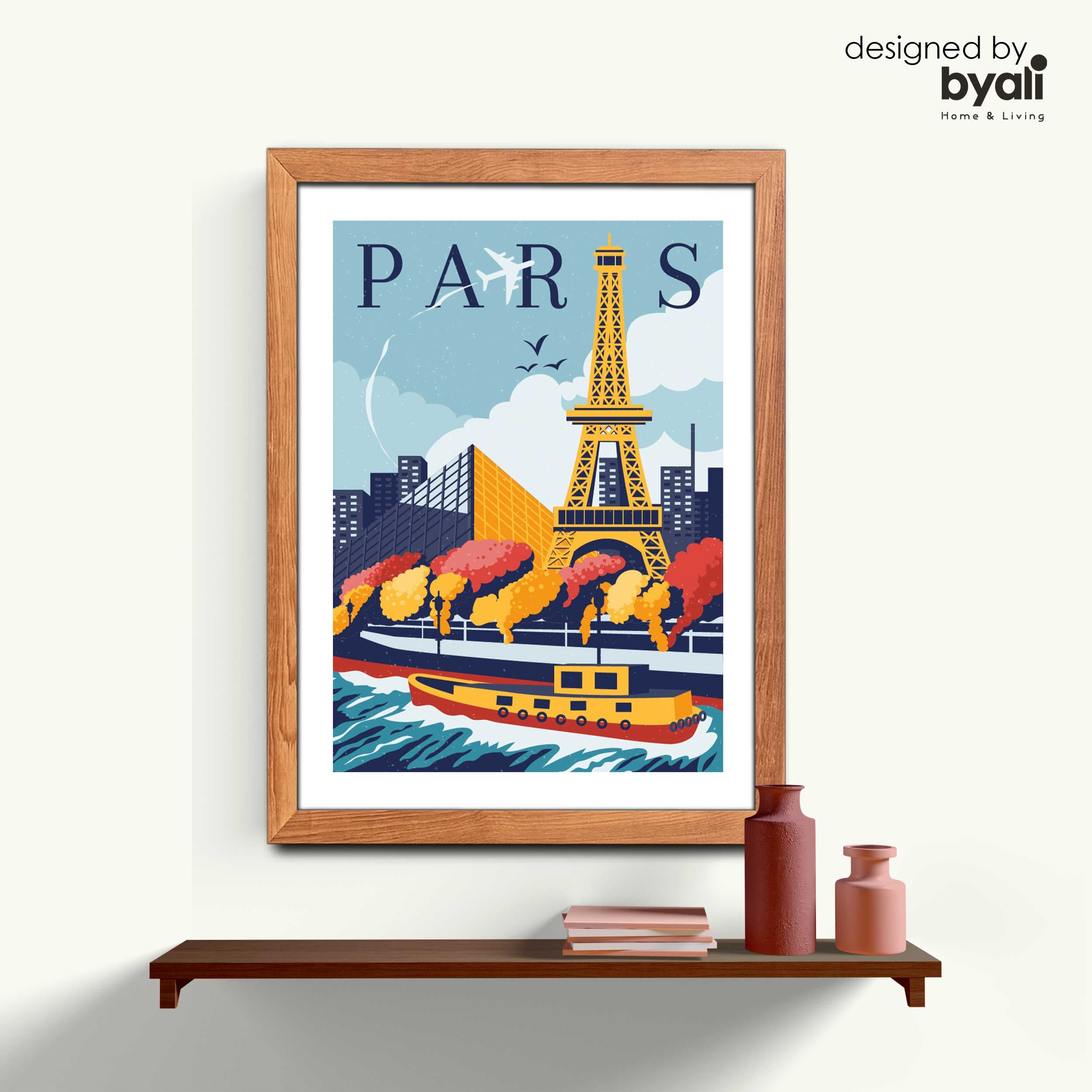 Paris Retro Şehir Ahşap Çerçeveli Tablo 1045