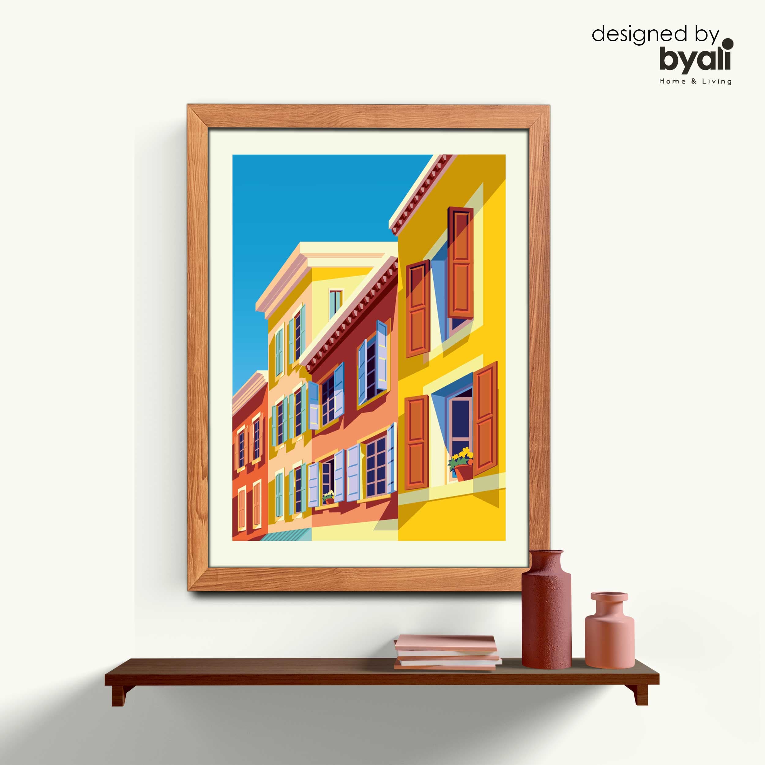Provence Retro Şehir Ahşap Çerçeveli Tablo