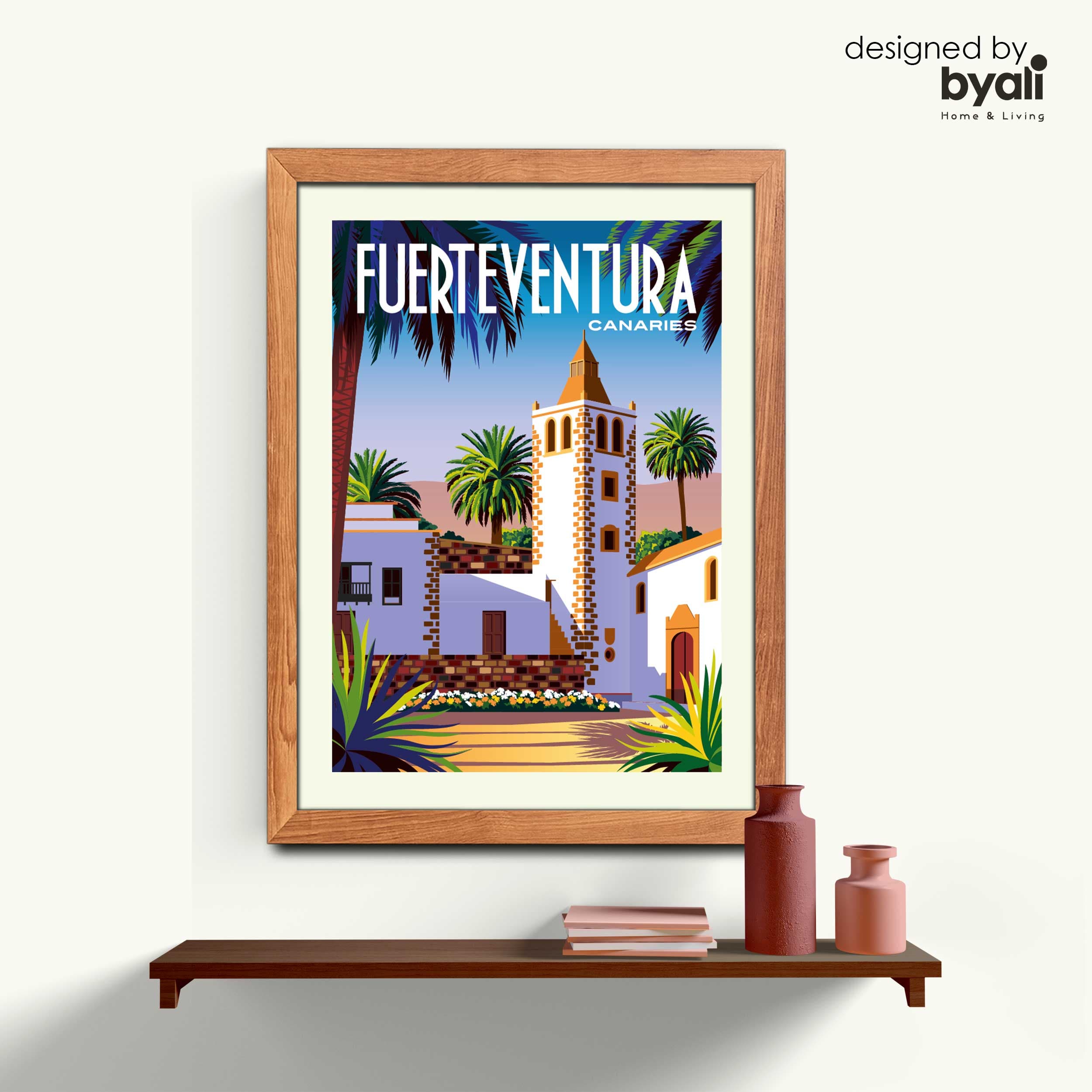 Fuerteventura Retro Şehir Ahşap Çerçeveli Tablo