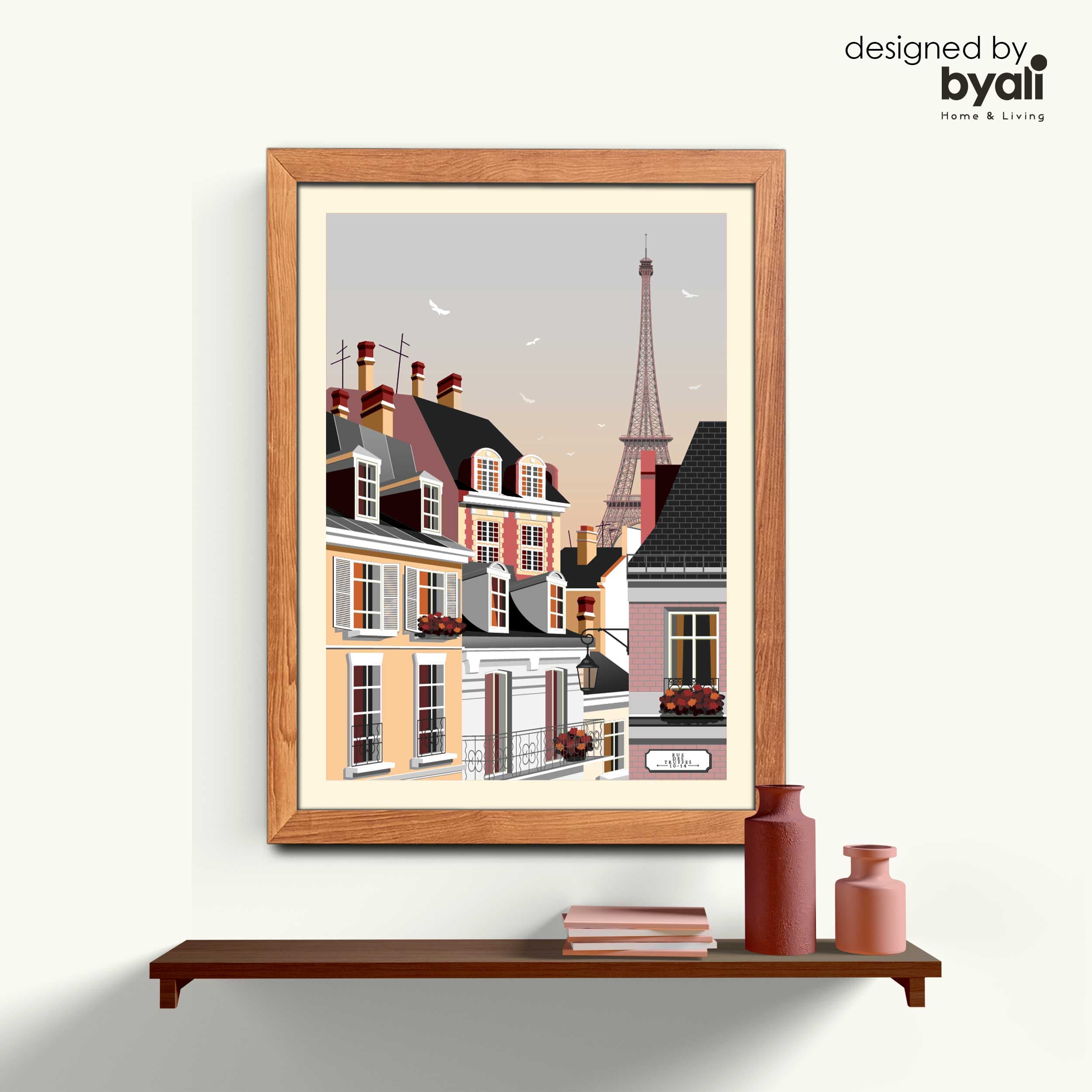 Paris Retro Şehir Ahşap Çerçeveli Tablo 1097