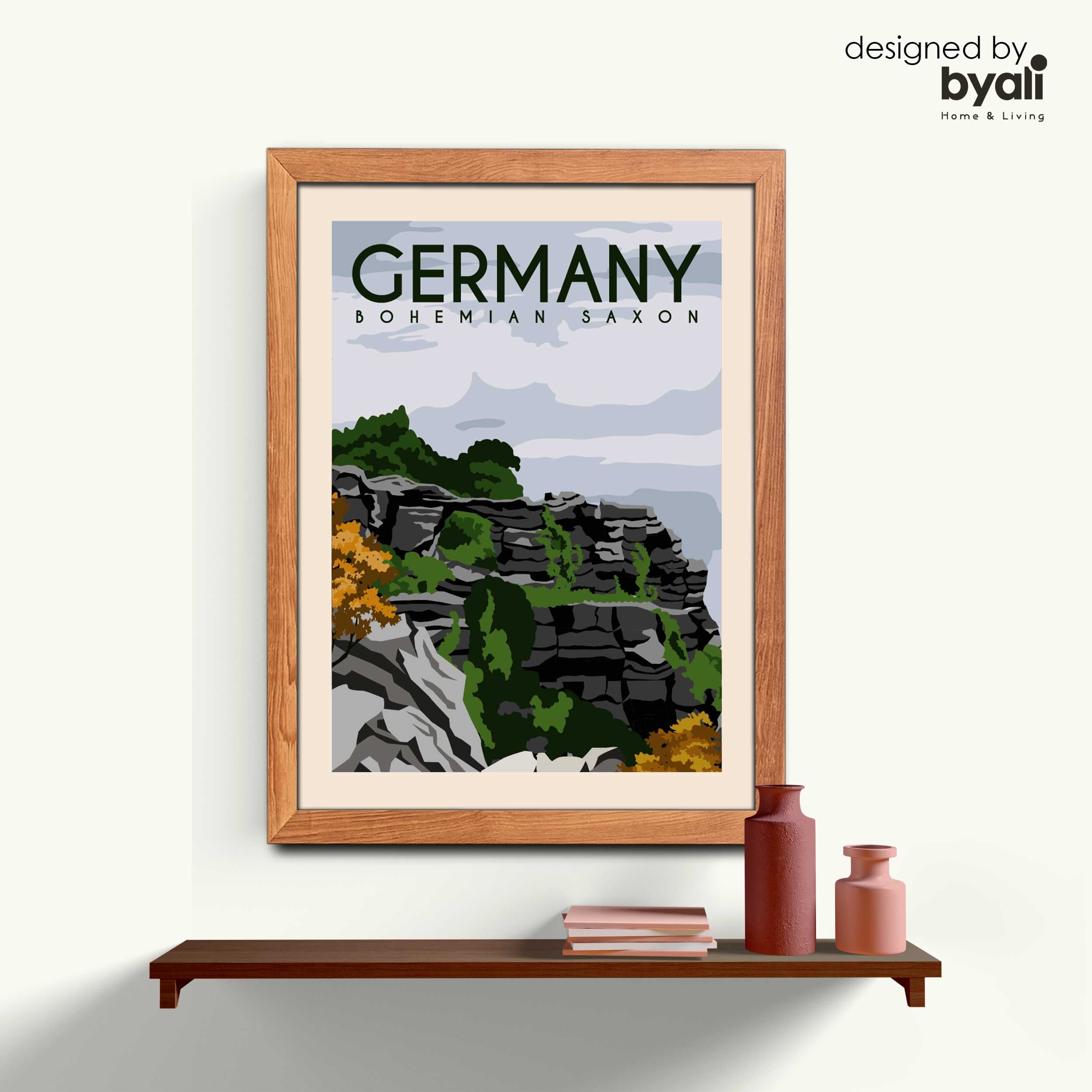Germany Retro Şehir Ahşap Çerçeveli Tablo 1017