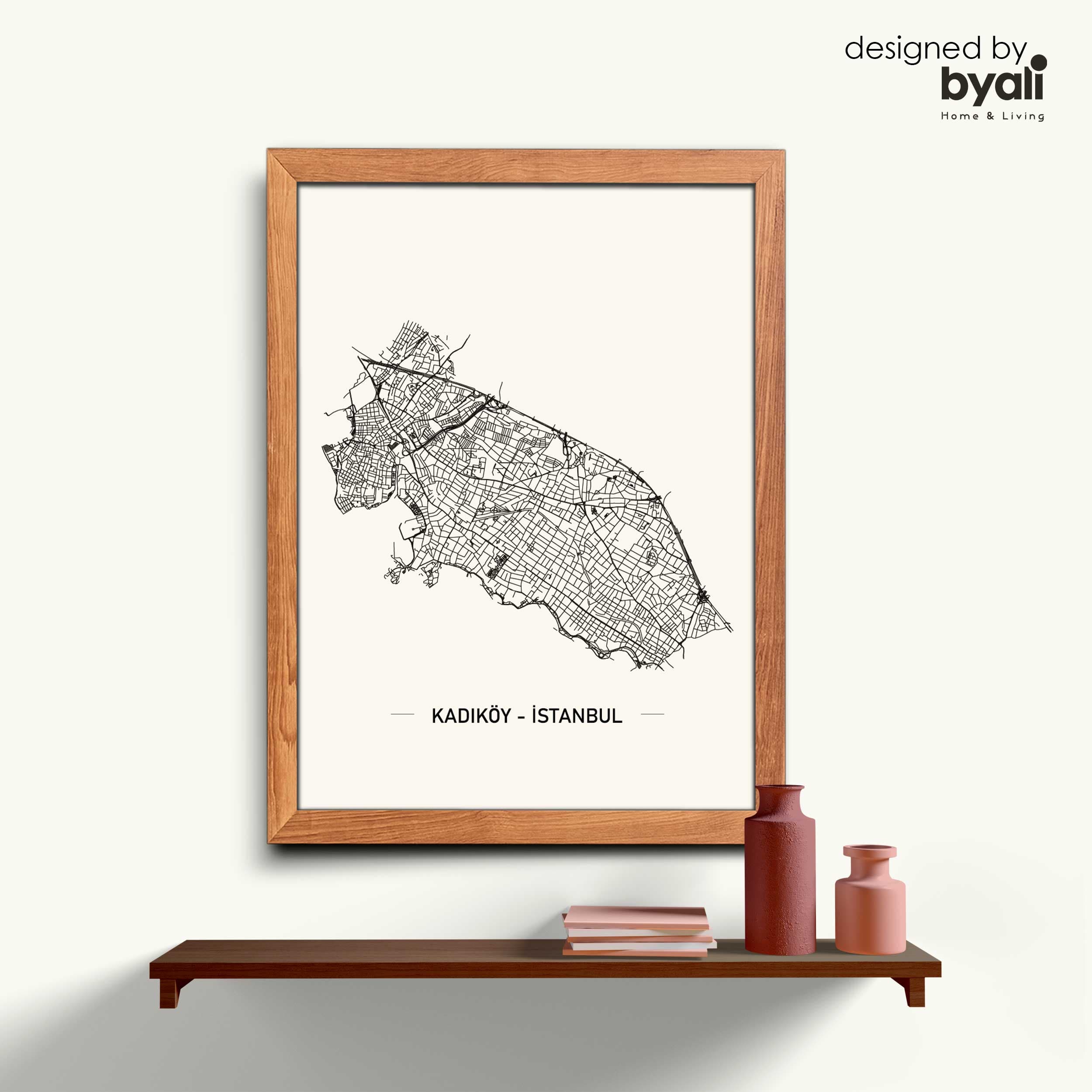 Kadıköy Map Ahşap Çerçeveli Tablo