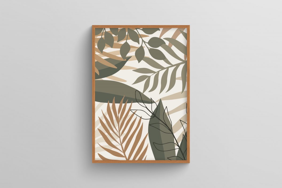 Ahşap Çerçeveli Leafs 3’lü Tablo Seti