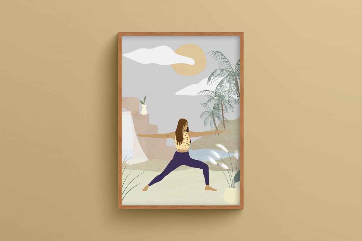 Ahşap Çerçeveli yoga 3’lü Tablo Seti