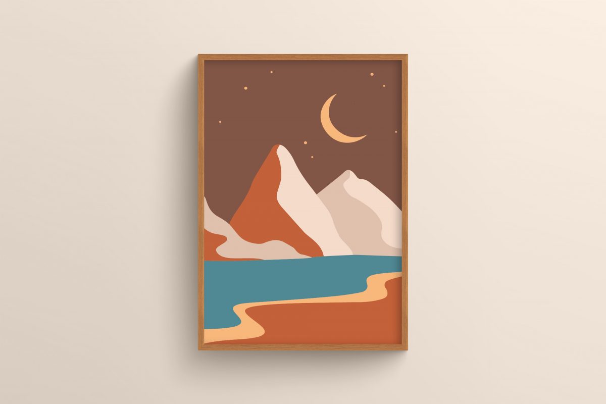 Ahşap Çerçeveli boho 3’lü Tablo Seti 3043