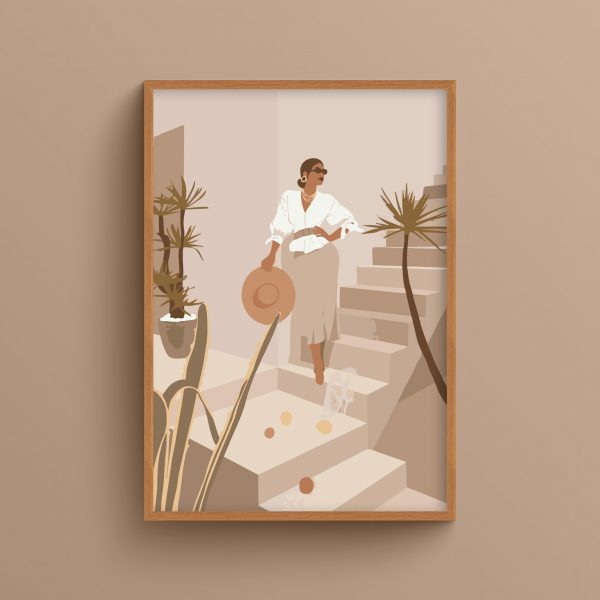 Ahşap Çerçeveli Woman illustration 3’lü Tablo Seti