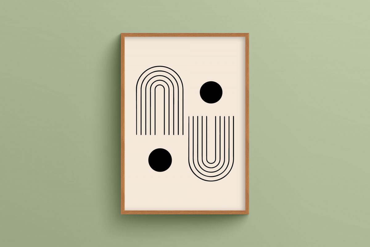 Ahşap Çerçeveli Mid century 3’lü Tablo Seti