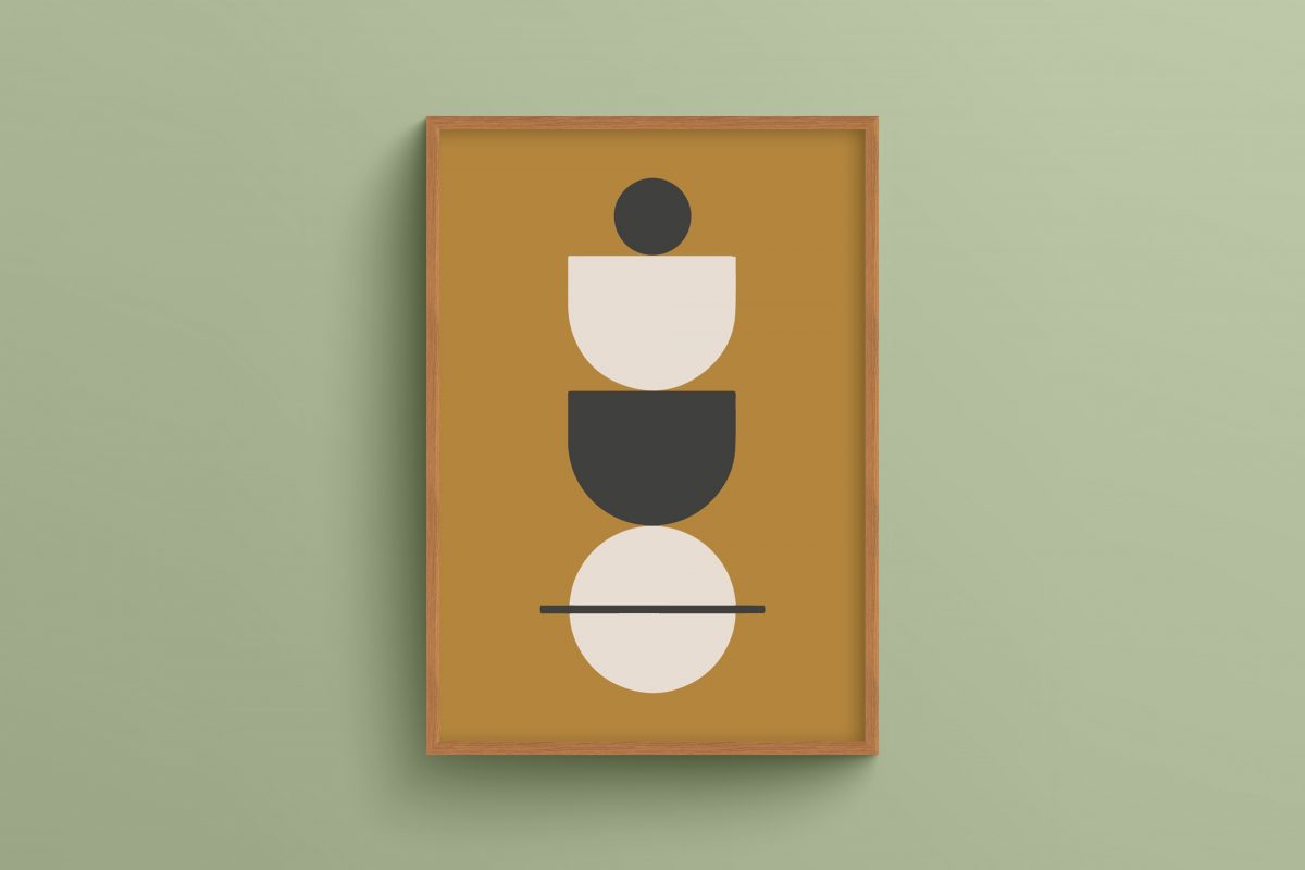 Ahşap Çerçeveli Mid century 3’lü Tablo Seti