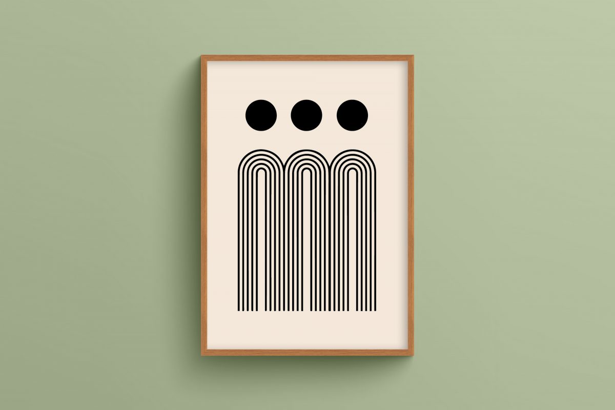 Ahşap Çerçeveli Mid century 3’lü Tablo Seti