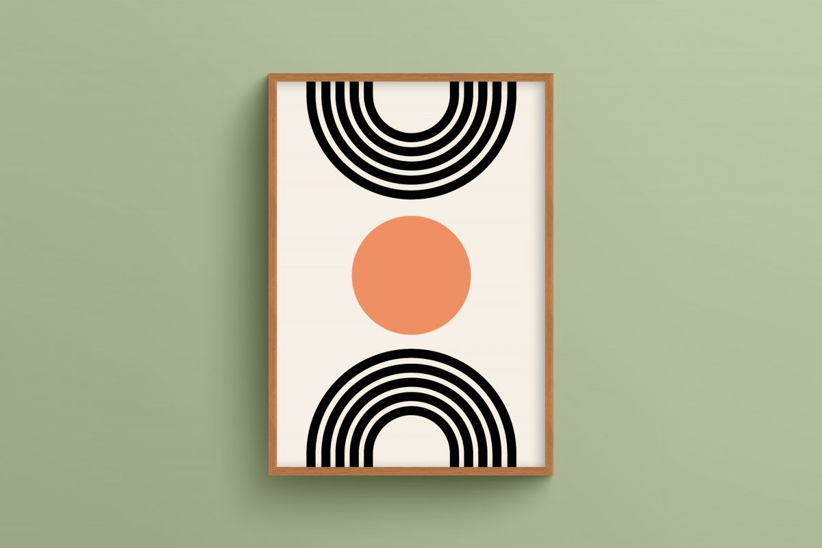 Ahşap Çerçeveli Mid century 3’lü Tablo Seti