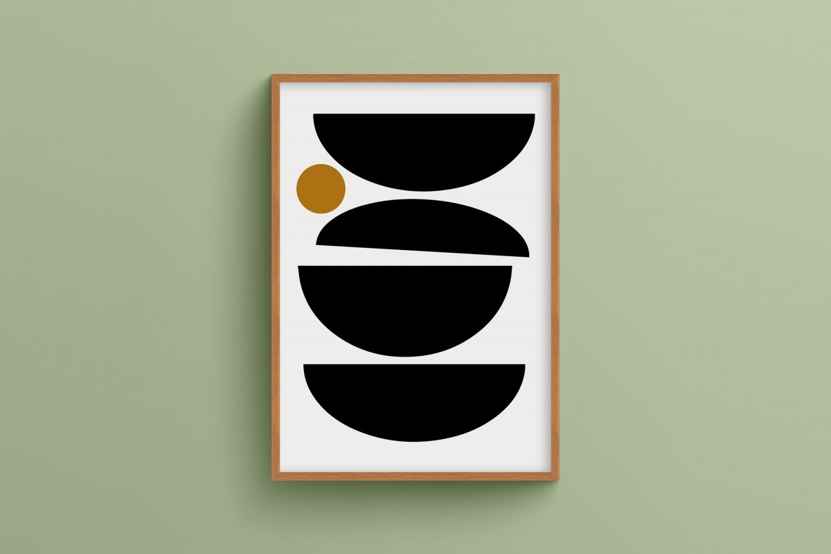 Ahşap Çerçeveli Mid century 3’lü Tablo Seti