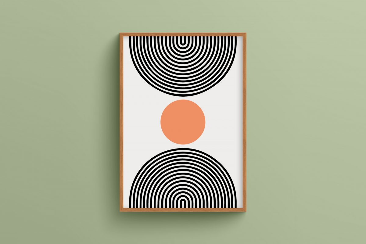 Ahşap Çerçeveli Mid century 3’lü Tablo Seti