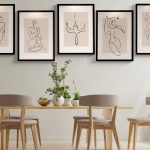 Ahşap Çerçeveli Line Art 5’li Tablo Seti