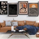 Ahşap Çerçeveli Mid century 5’li Tablo Seti