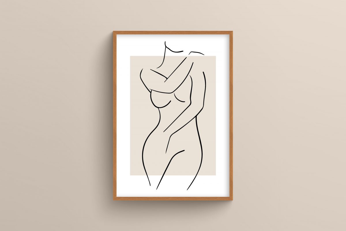 Ahşap Çerçeveli Line Art 5’li Tablo Seti