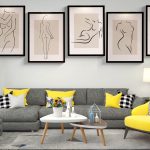 Ahşap Çerçeveli Line Art 5’li Tablo Seti