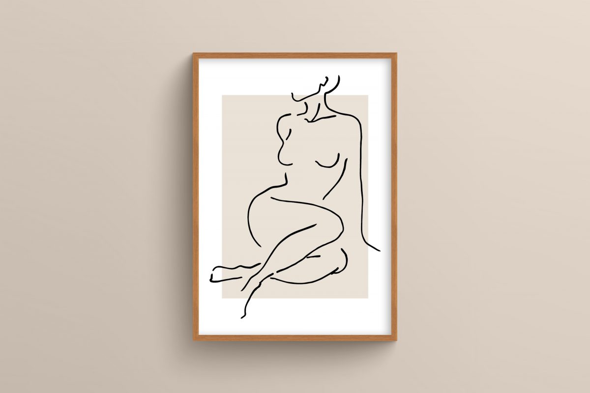 Ahşap Çerçeveli Line Art 5’li Tablo Seti