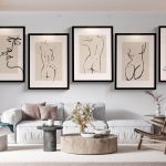 Ahşap Çerçeveli Line Art 5’li Tablo Seti