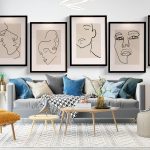 Ahşap Çerçeveli Line Art 5’li Tablo Seti