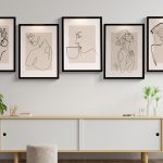 Ahşap Çerçeveli Line Art 5’li Tablo Seti