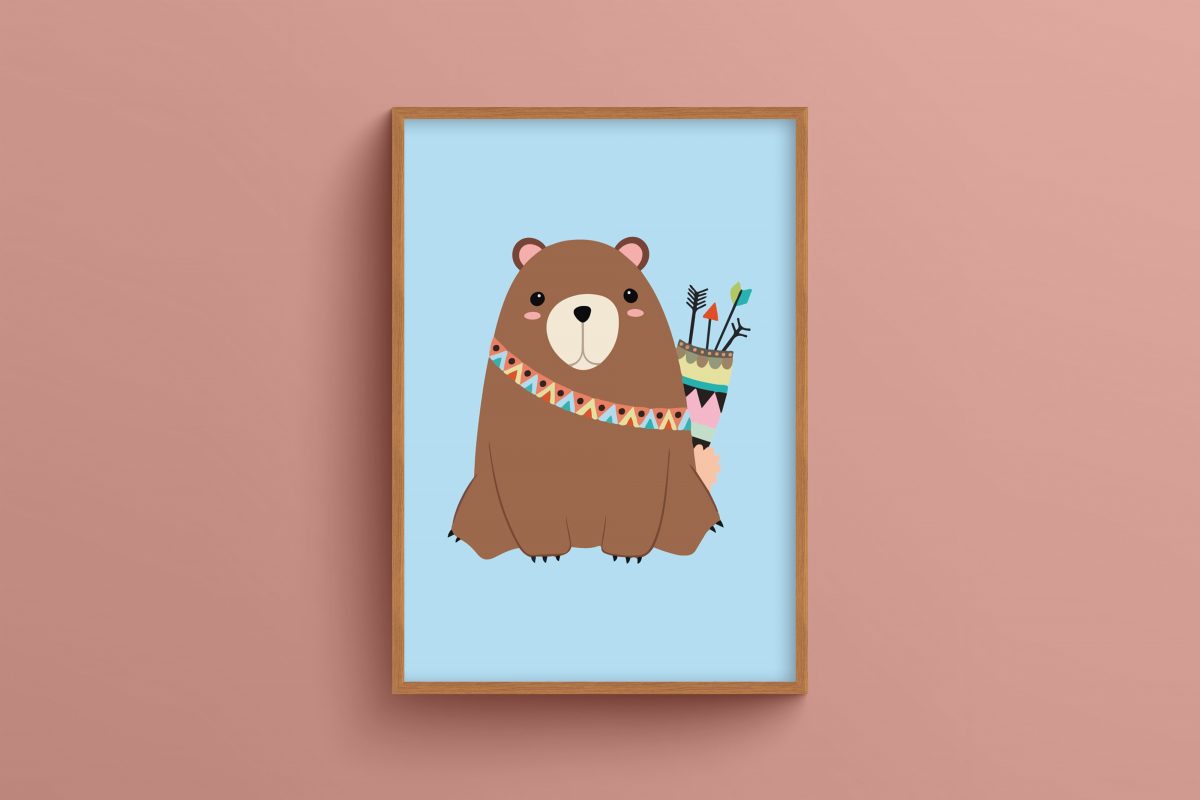 Ahşap Çerçeveli Çocuk Odası 3’lü Tablo Seti