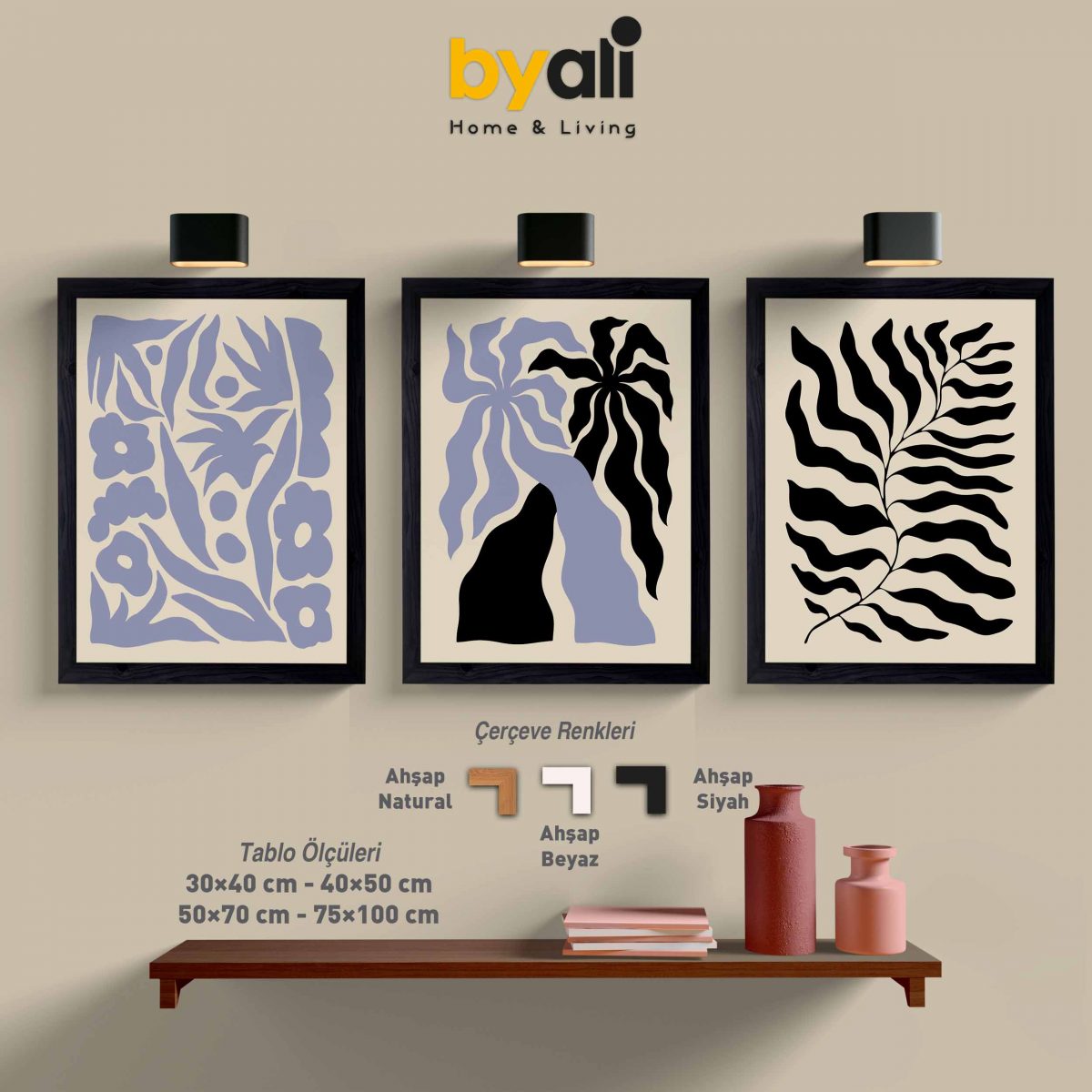 Ahşap Çerçeveli Larchmont Village 3’lü Tablo Seti 3101