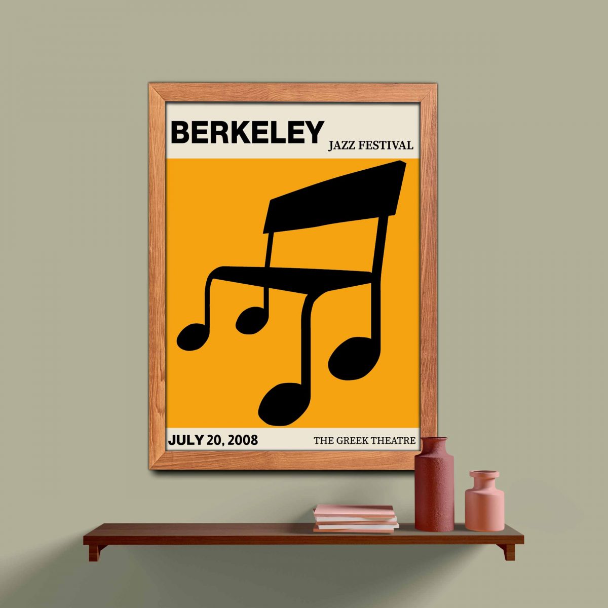 Ahşap Çerçeveli Jazz Festival 3’lü Tablo Seti