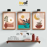 Ahşap Çerçeveli Boho 3’lü Tablo Seti